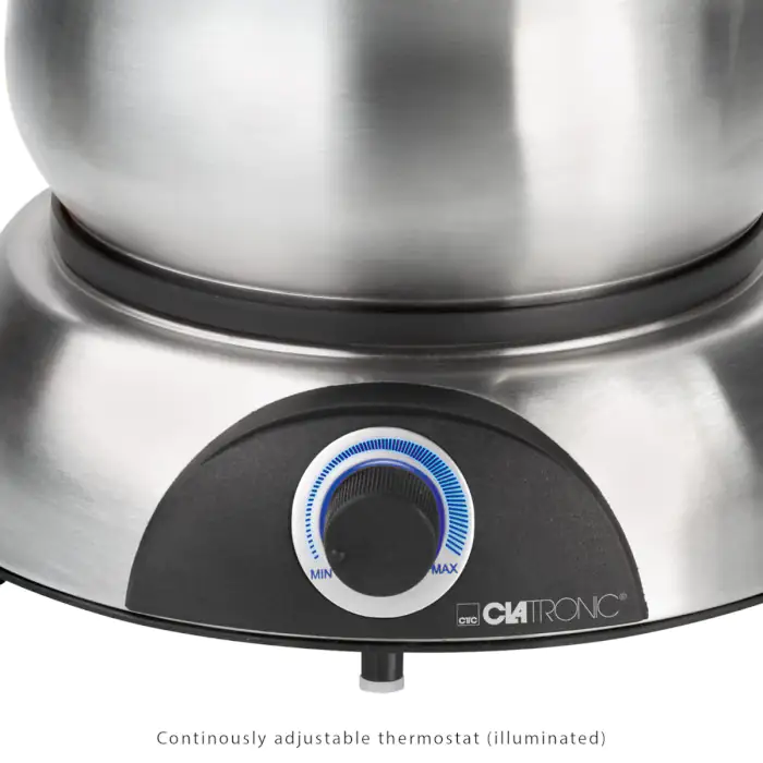 Clatronic Fondue FD3783 Edelstahltopf, 8 Fonduegabeln
