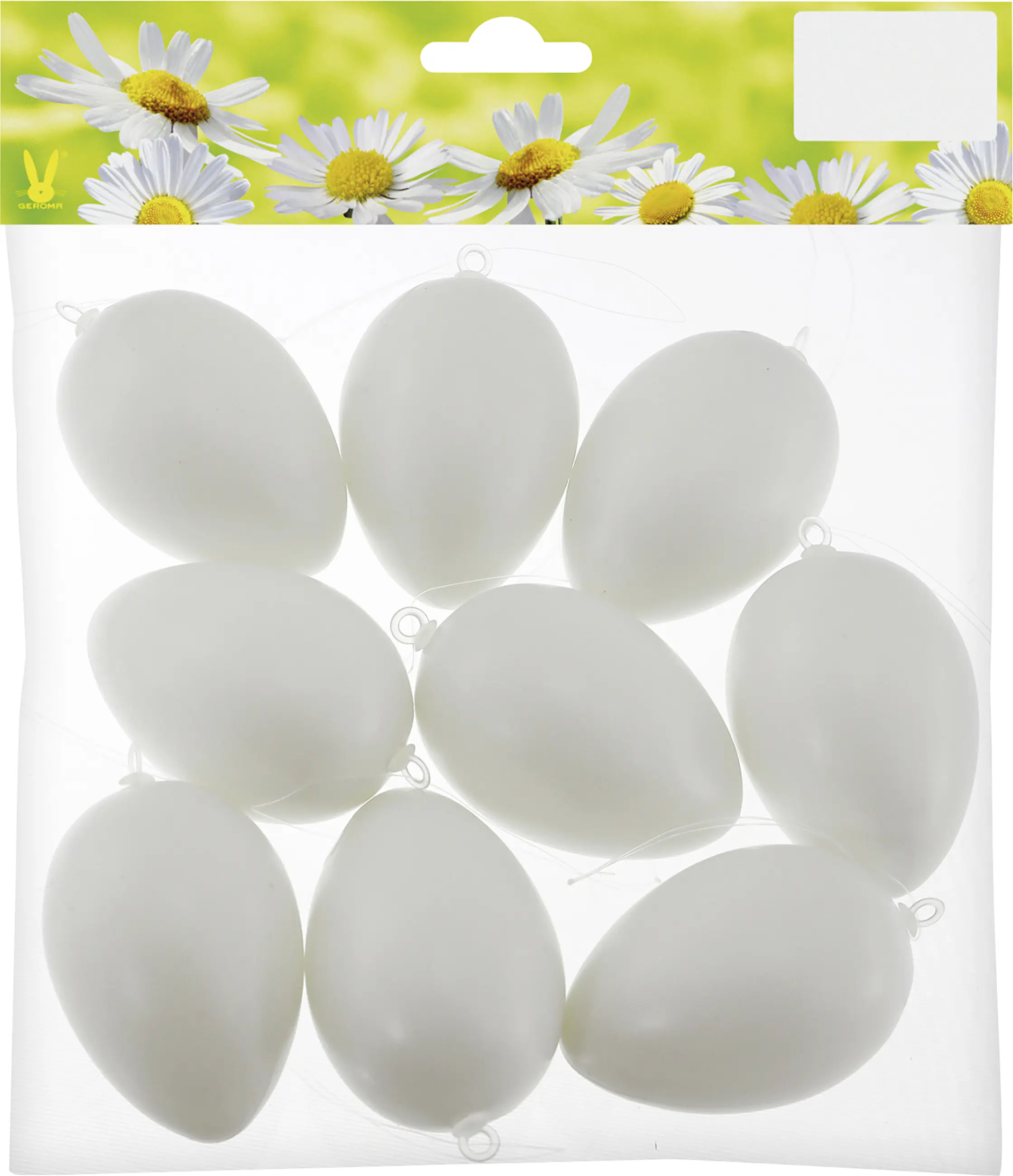 Plastikeier zum Hängen 6 cm weiß 9 Stück