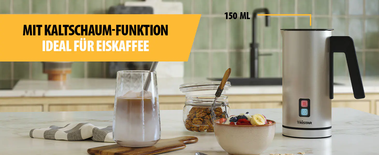Tristar Milchaufschäumer MK-2277, 550 Watt, edelstahl 