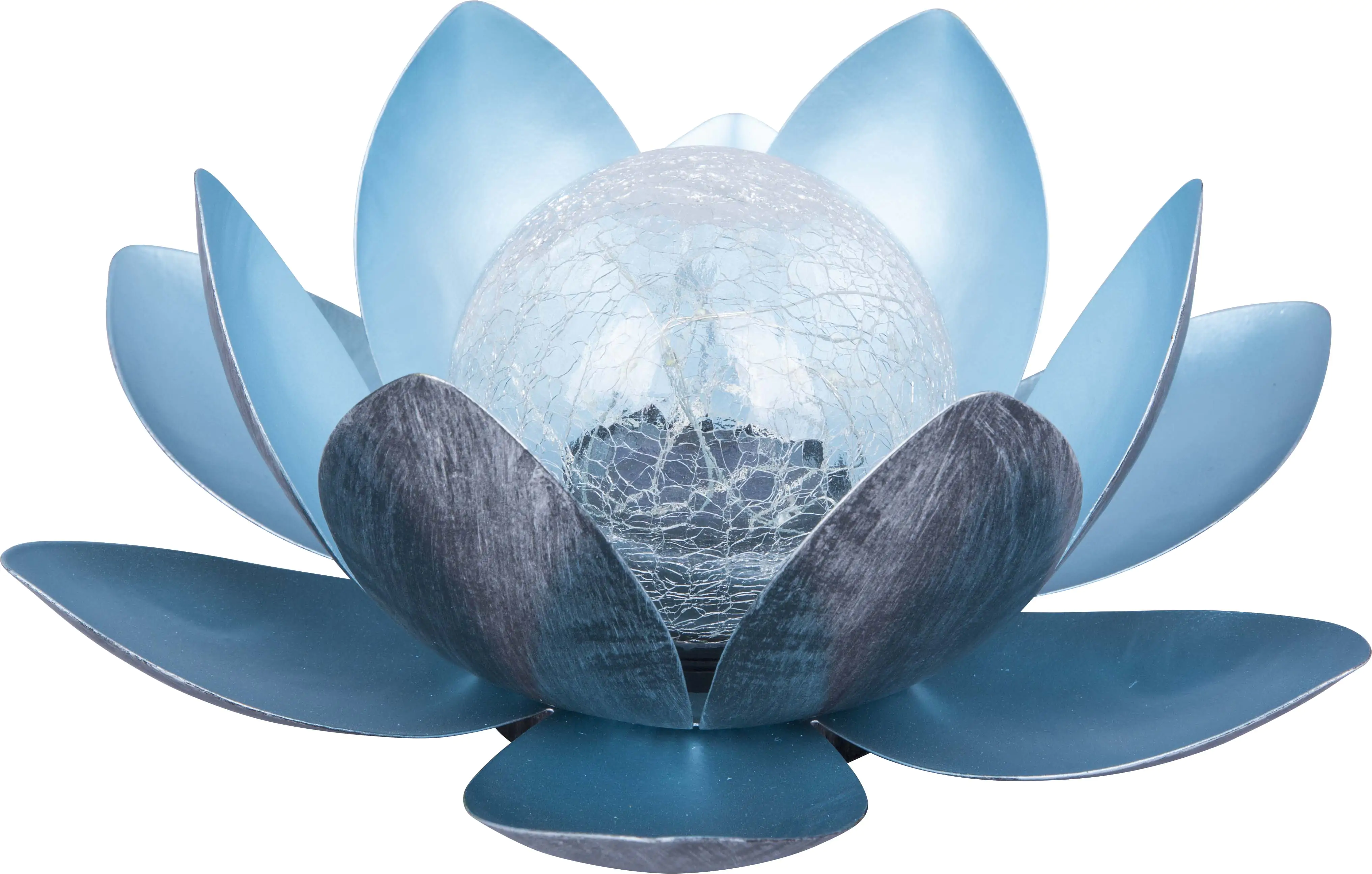 4333692208475 TrendLine LED Solarleuchte Seerose silber mit Glaskugel