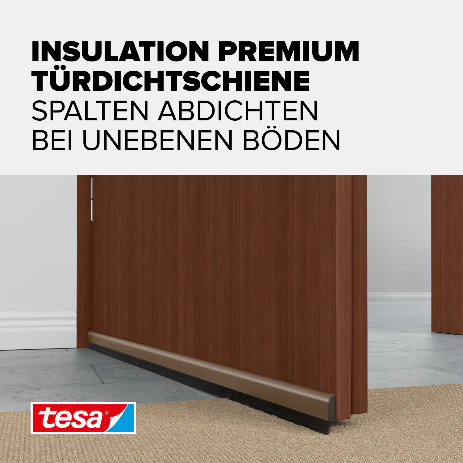 tesa Moll Türdichtschiene braun, für unebene Böden, lackiertes Aluprofil