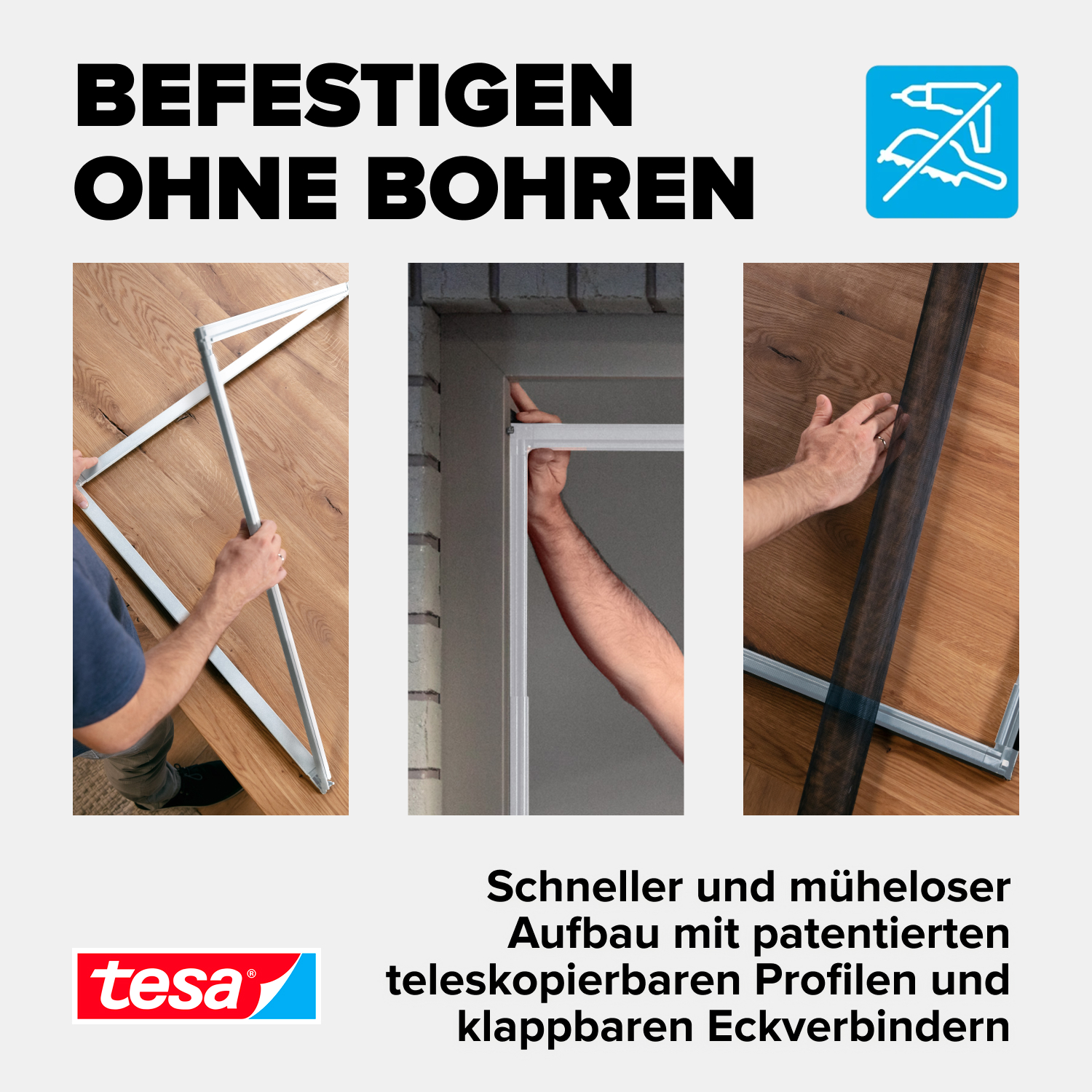 tesa Fliegenschutz-Fenster FALT 80 x 80 - 140 x 140 cm anthrazit/anthrazit