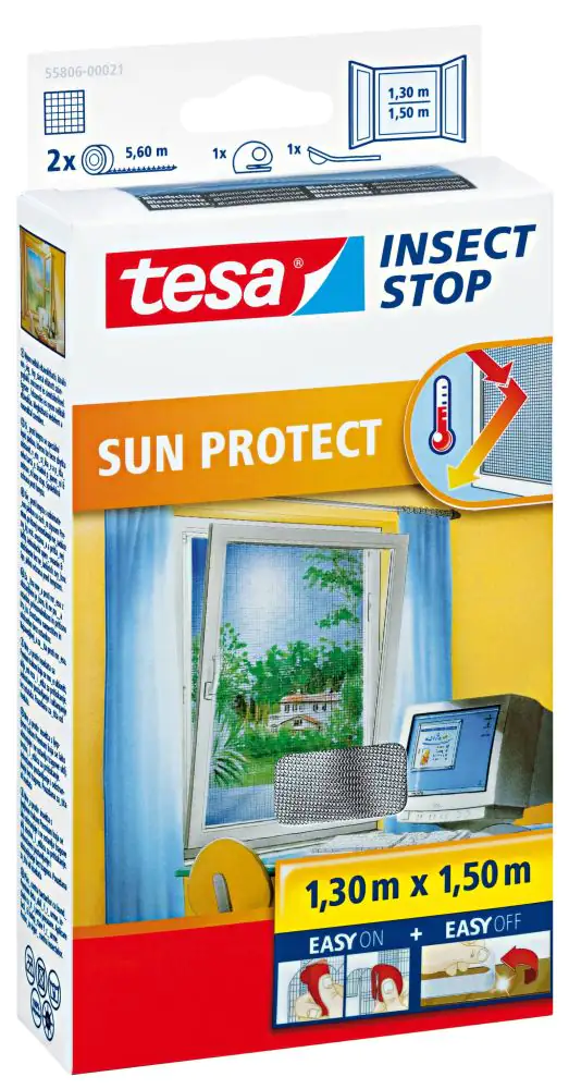 tesa Insektenschutz-Fenster SUN PROTECT 130 x 150 cm anthrazit