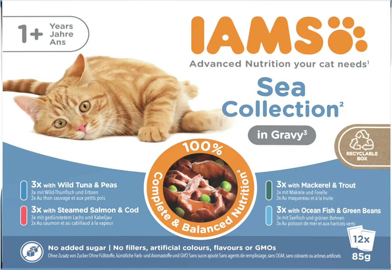 Iams Advanced Nutrition Katzennassfutter Adult 12 x 85 g Sea Collection in Sauce
