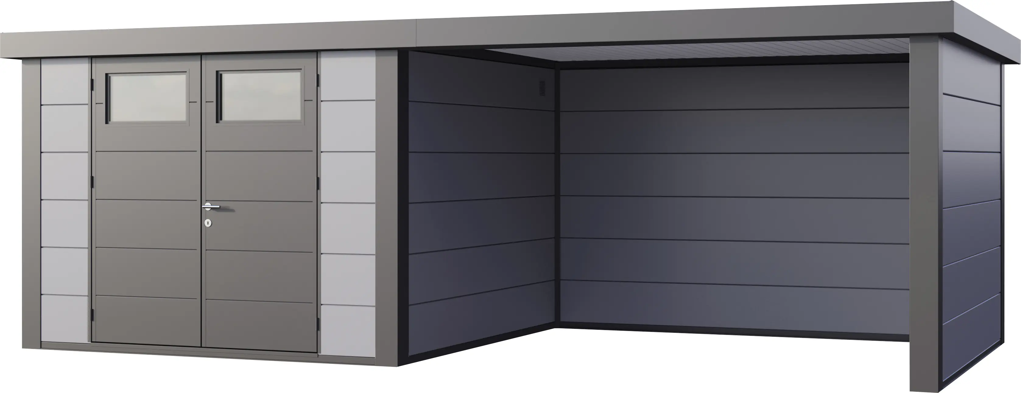 Telluria Gerätehaus Classico Lounge L 3030 rechts lichtgrau 642 x 298 cm