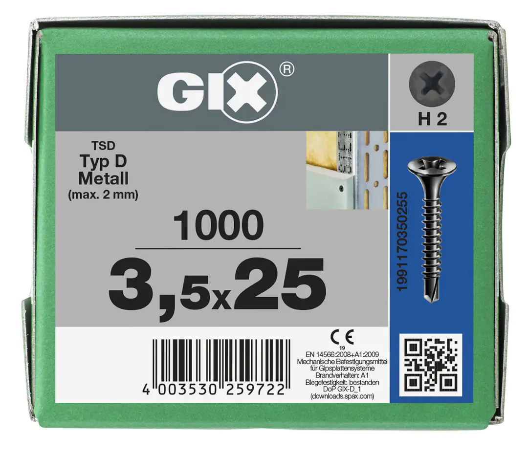 Spax Trockenbauschrauben 3.5 x 25 mm PH 2 - 1000 Stk.