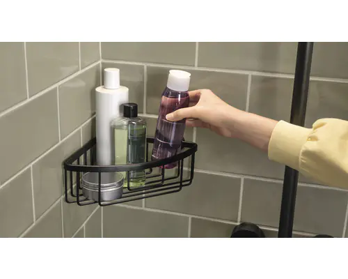 Tesa Eckduschkorb ALUXX einstöckig zum Kleben schwarz