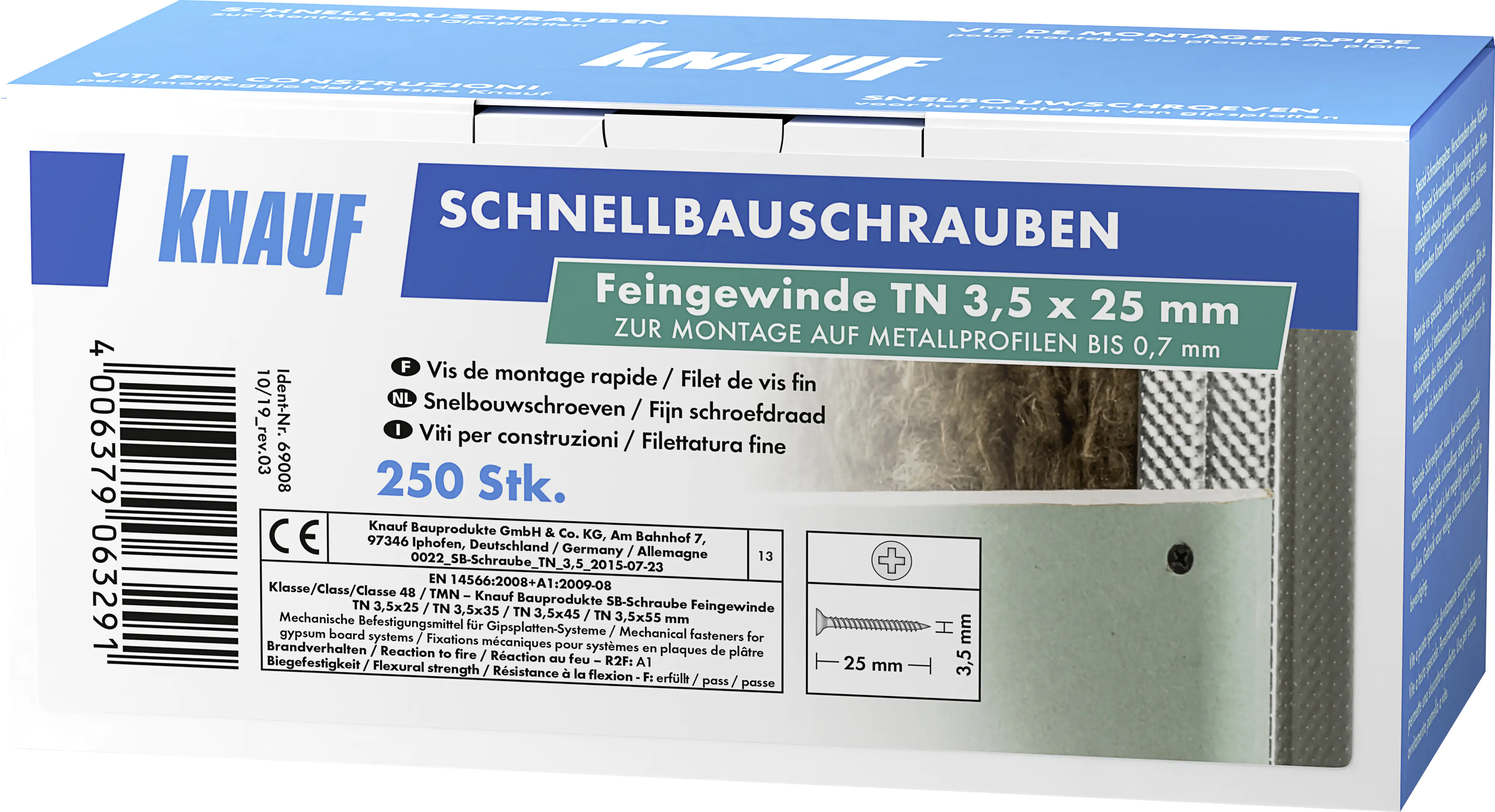 Knauf Schnellbauschrauben 3,5 x 25 mm, PH 1, 250 Stück