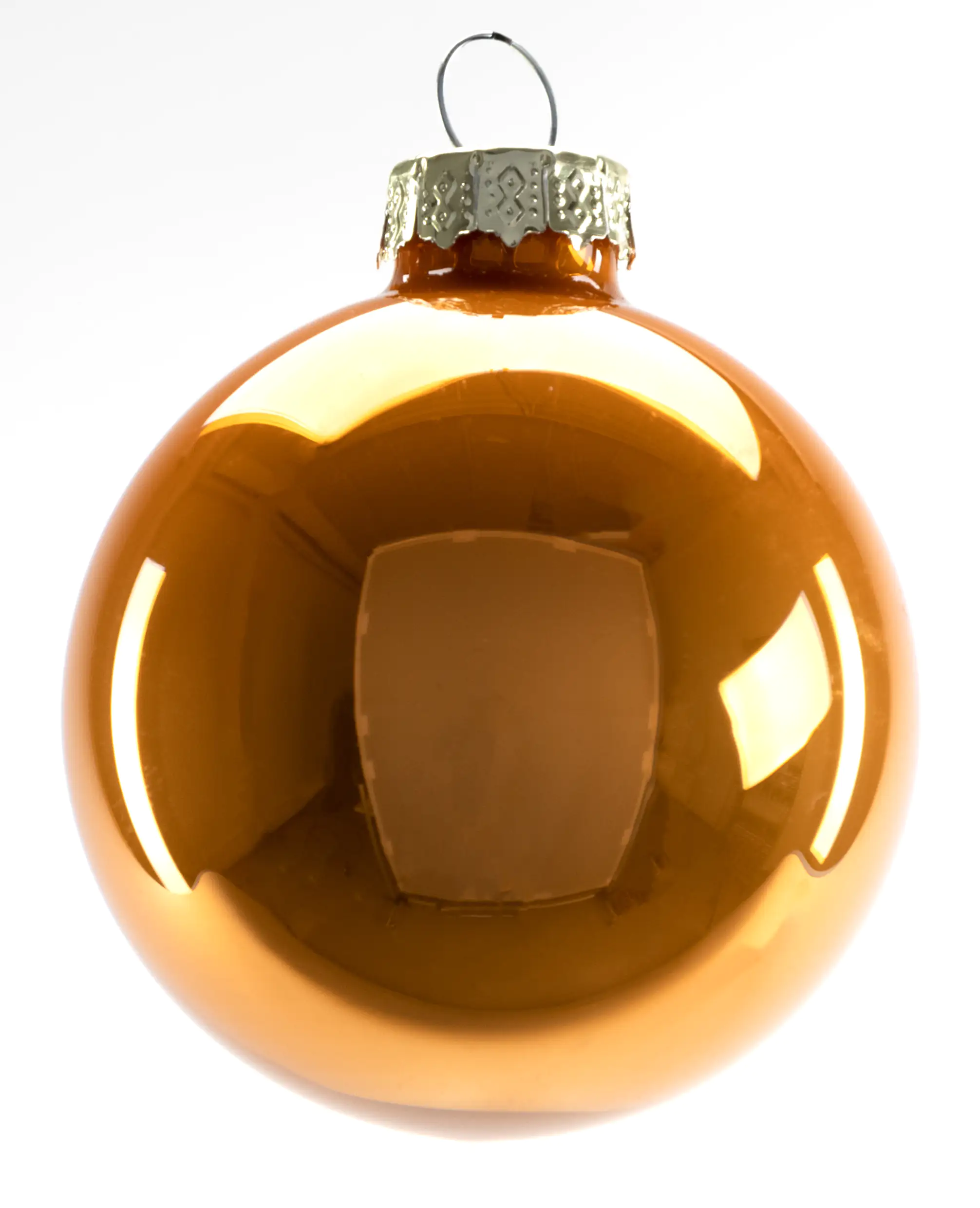 4333692537193_03 Trendline Weihnachtskugeln aus Glas Ø 6 cm wollweiß-gold-bernstein 20 Stück