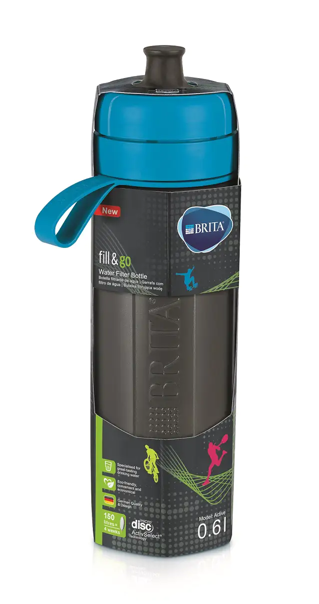 Brita Wasserfilter-Sportflasche Fill & Go Active zum Drücken 0,6 L blau
