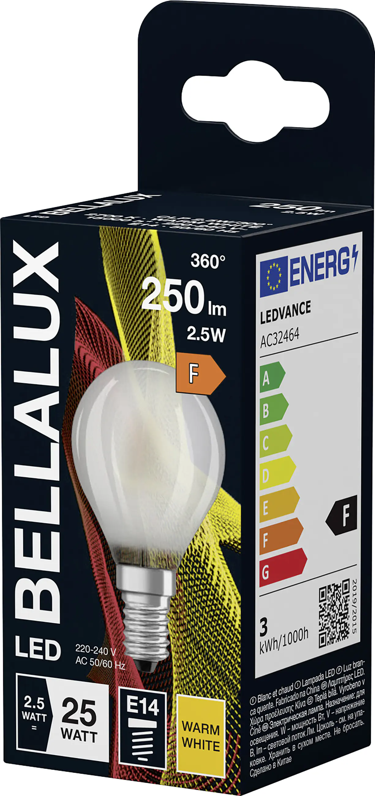Bellalux LED Leuchtmittel Klassik P25 E14 2,5 W warmweiß weiß matt