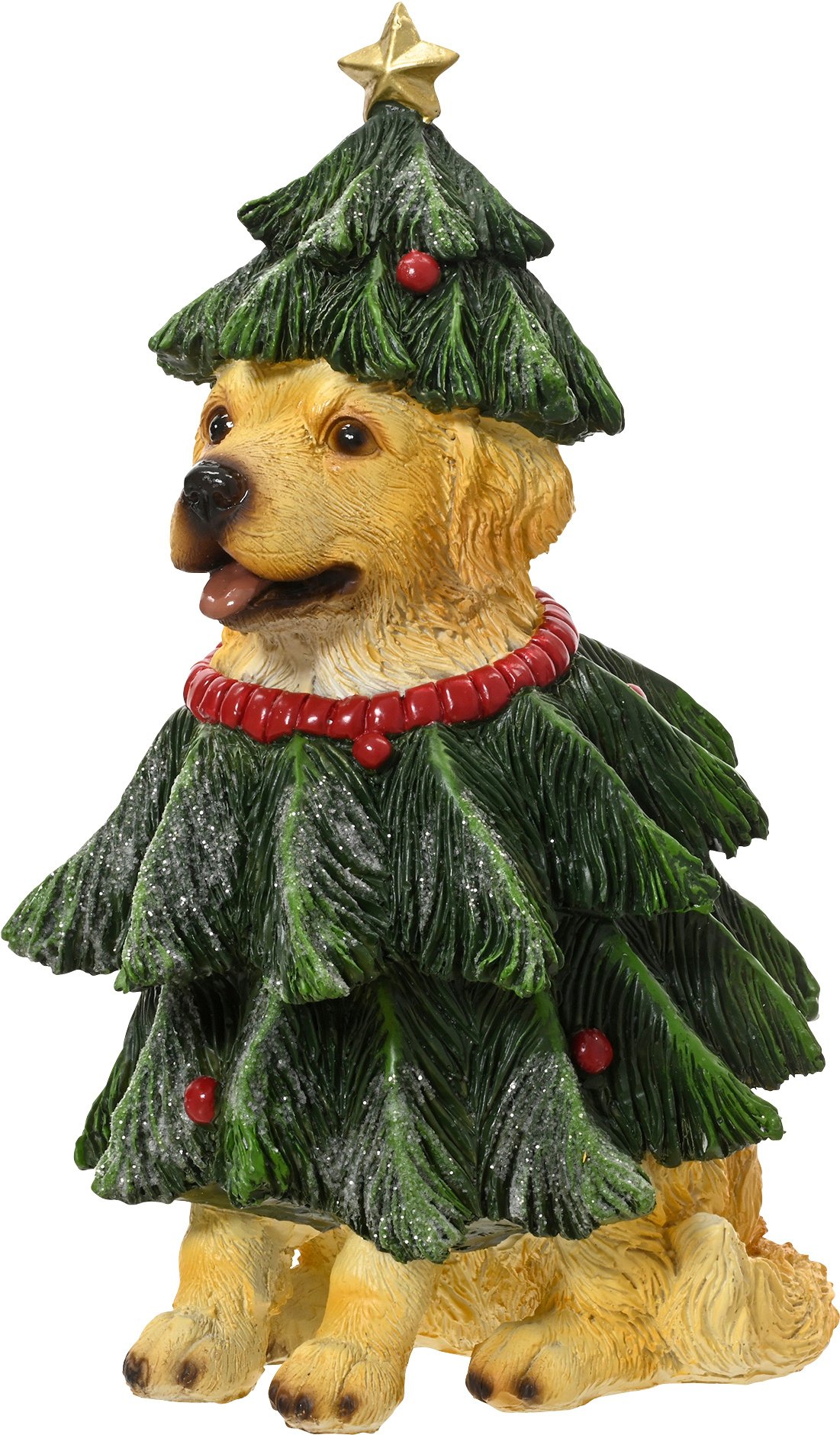 Decoris Dekofigur Hund 13 x 14 x 24 cm gold/grün