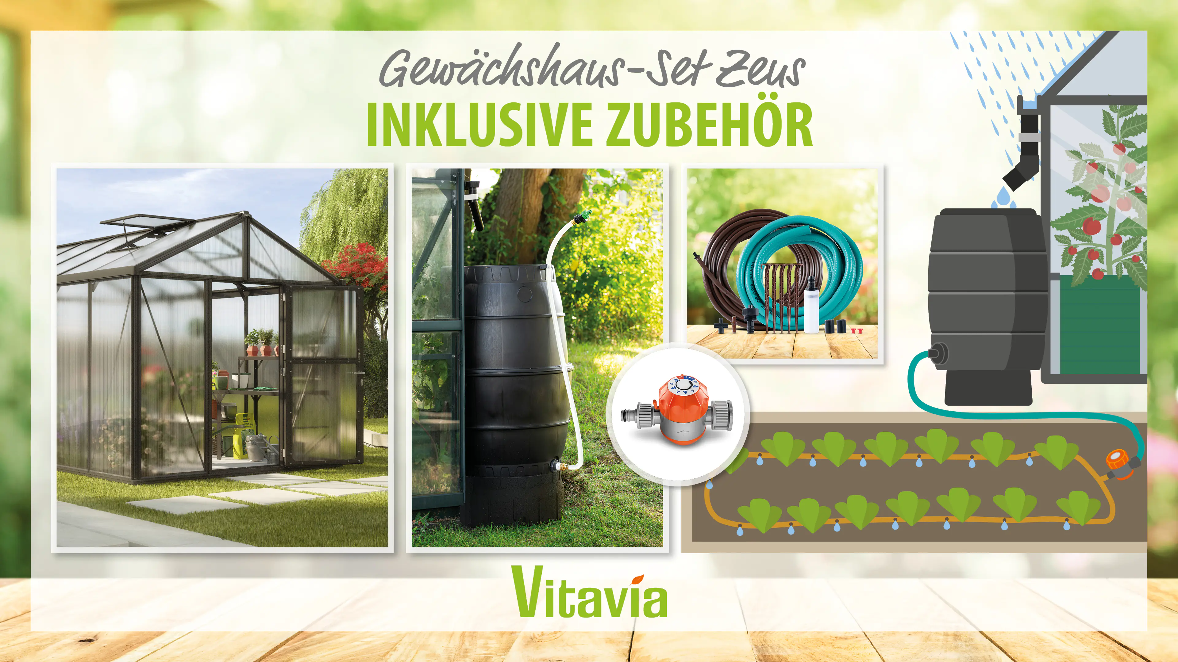 Vitavia Gewächshaus-Set Zeus 10000 HKP 16 mm schwarz 266 x 398 cm 