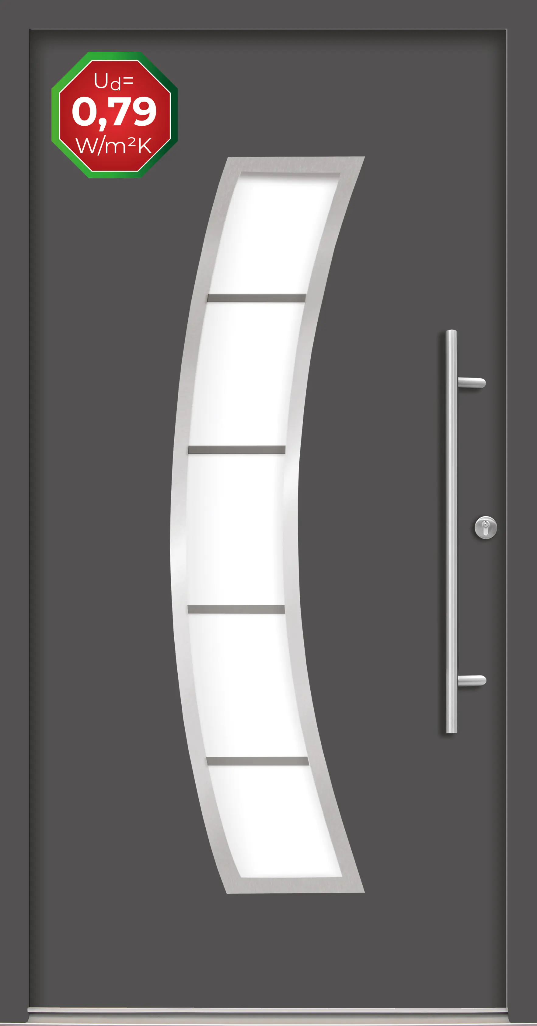 Splendoor Haustür Passivedoor Premium P14 Anthrazit DIN Rechts 110 x 210 cm
