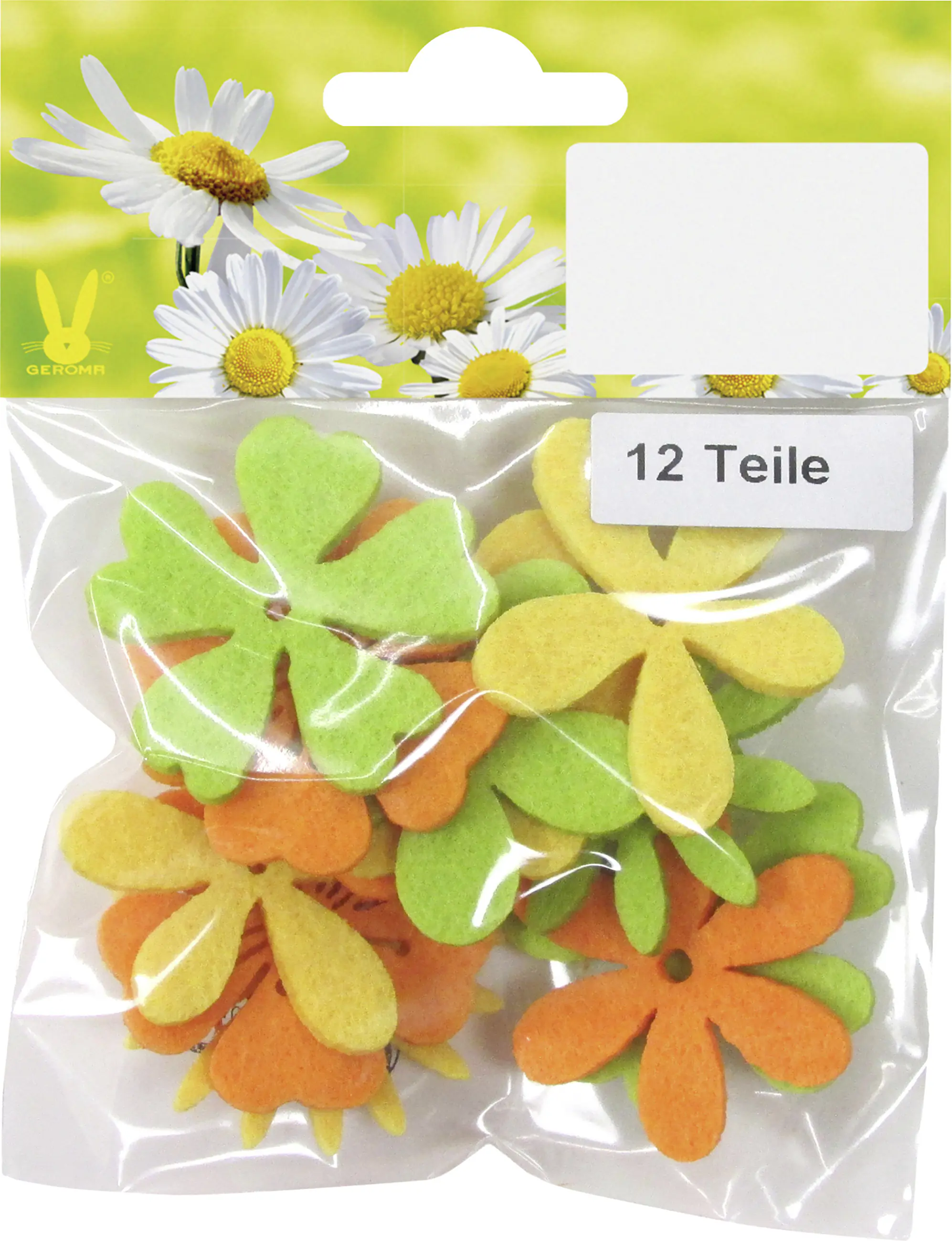 Dekoblüten Filz 4 cm 12 Stück bunt