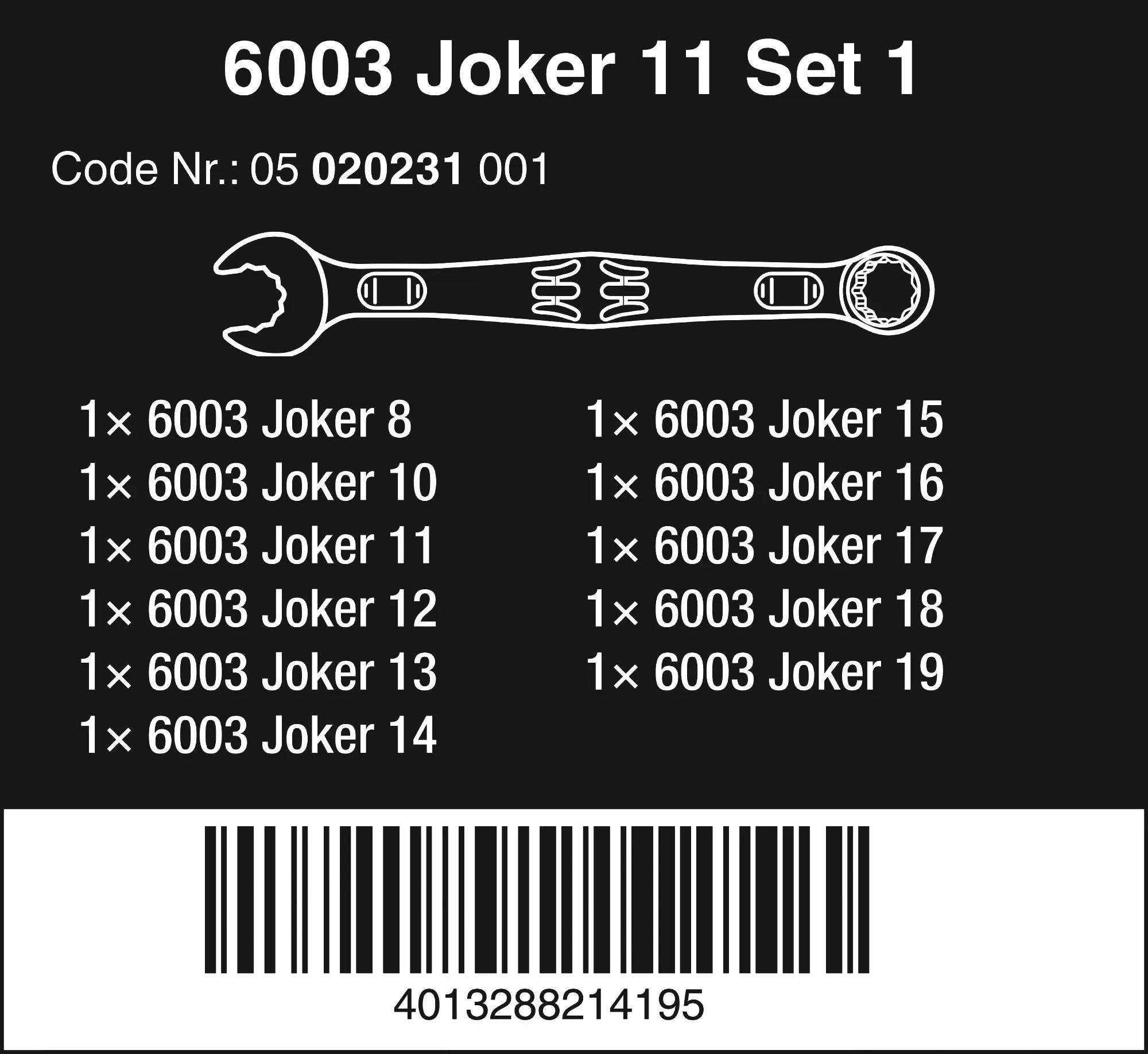 Wera Ringmaulschlüssel-Satz 6003 Joker 11 Set 1 11-teilig