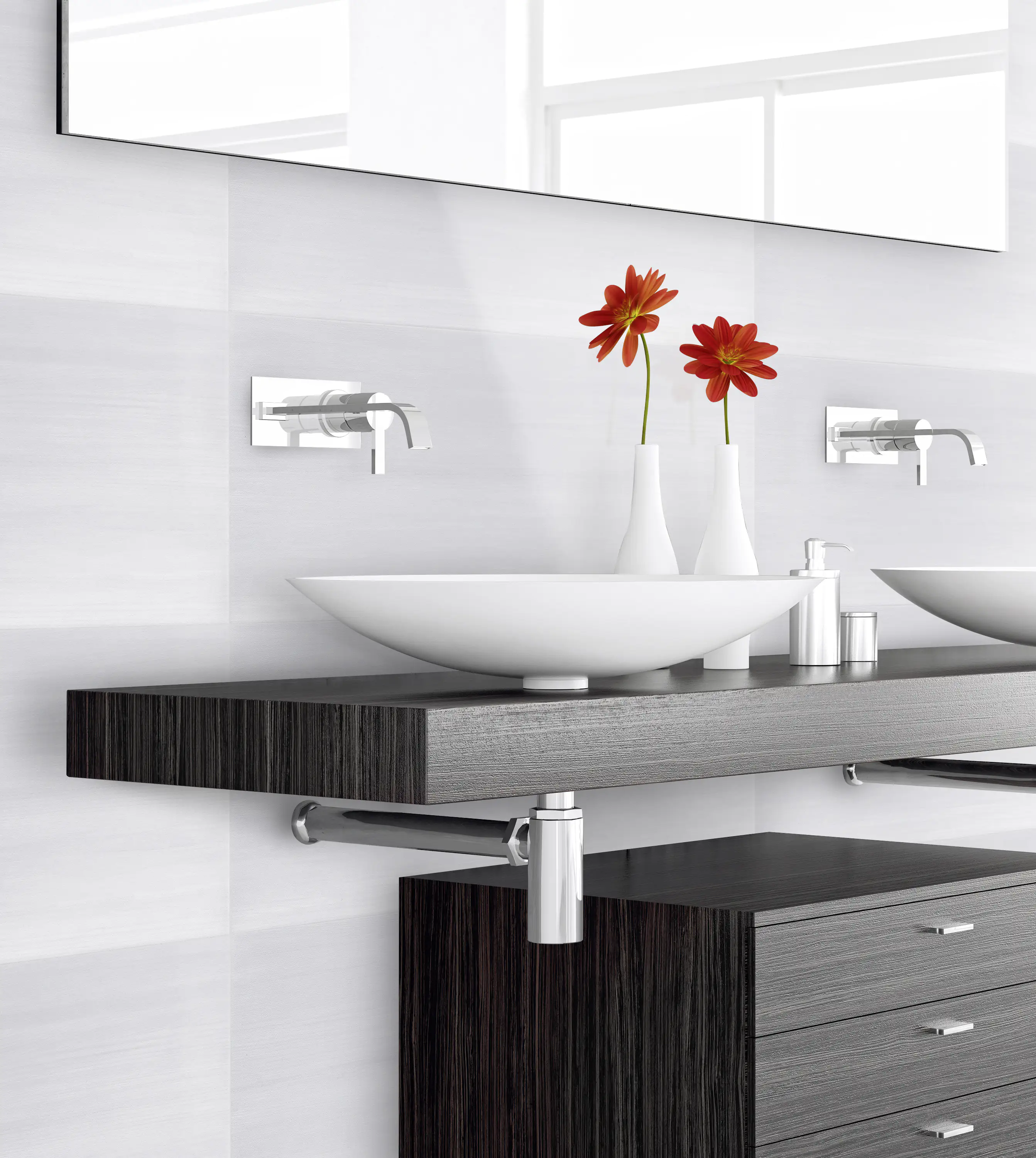 Wandfliese Wave Wood 30 x 60 cm grau glanz