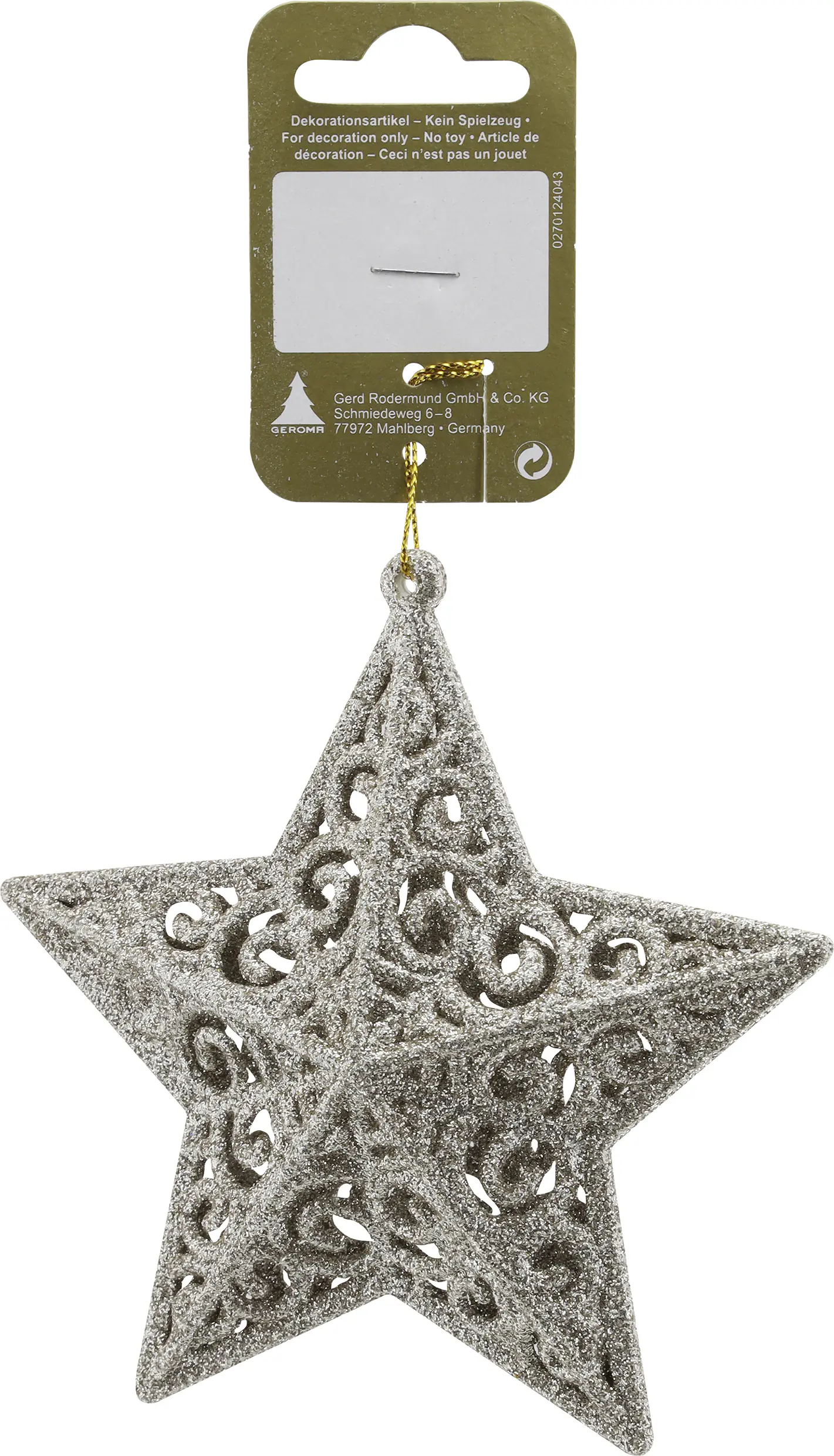 Weihnachtsanhänger Stern aus Kunststoff 11,5 cm champagner