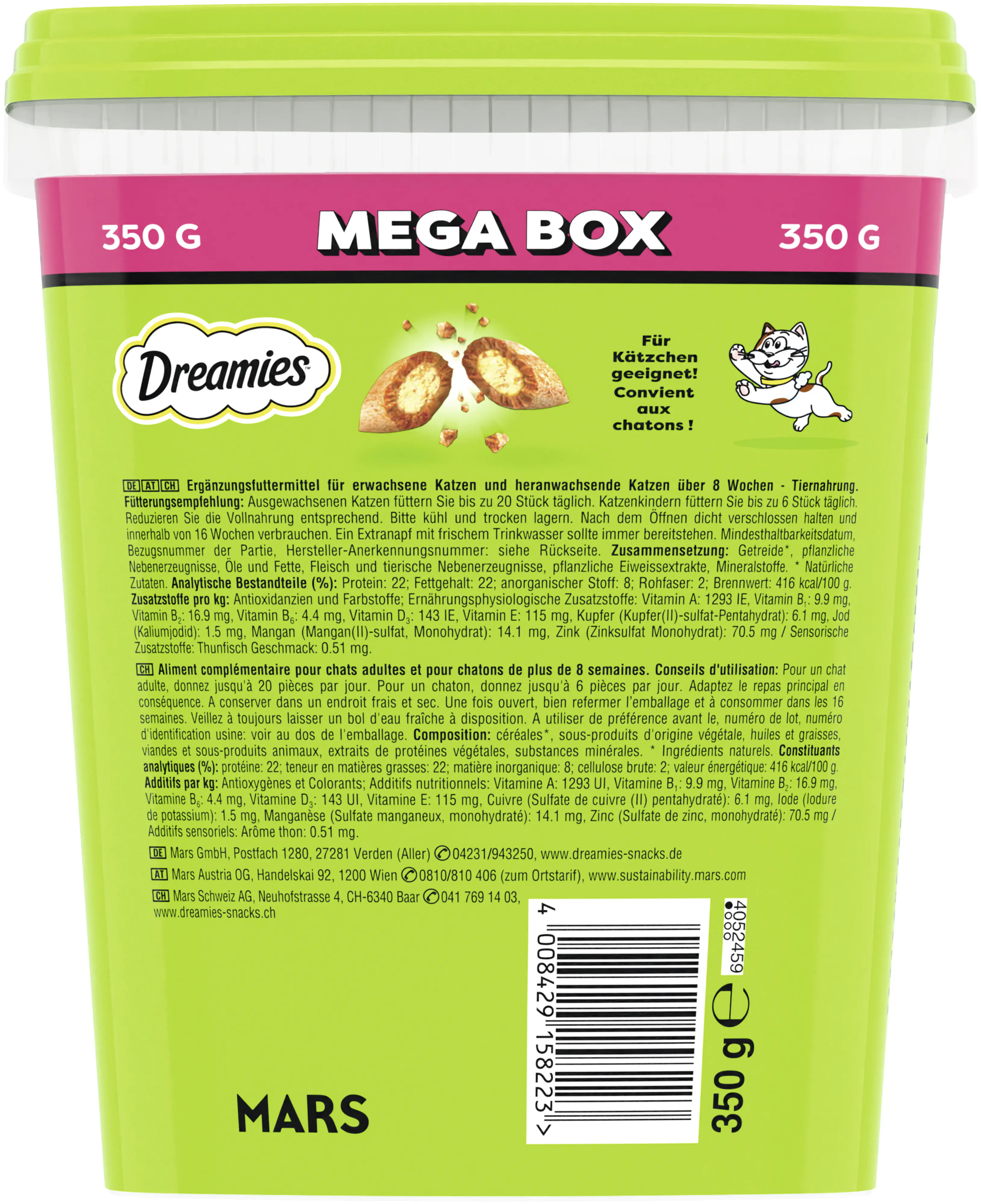 Dreamies Katzen Leckerli 350 g Box Thunfisch