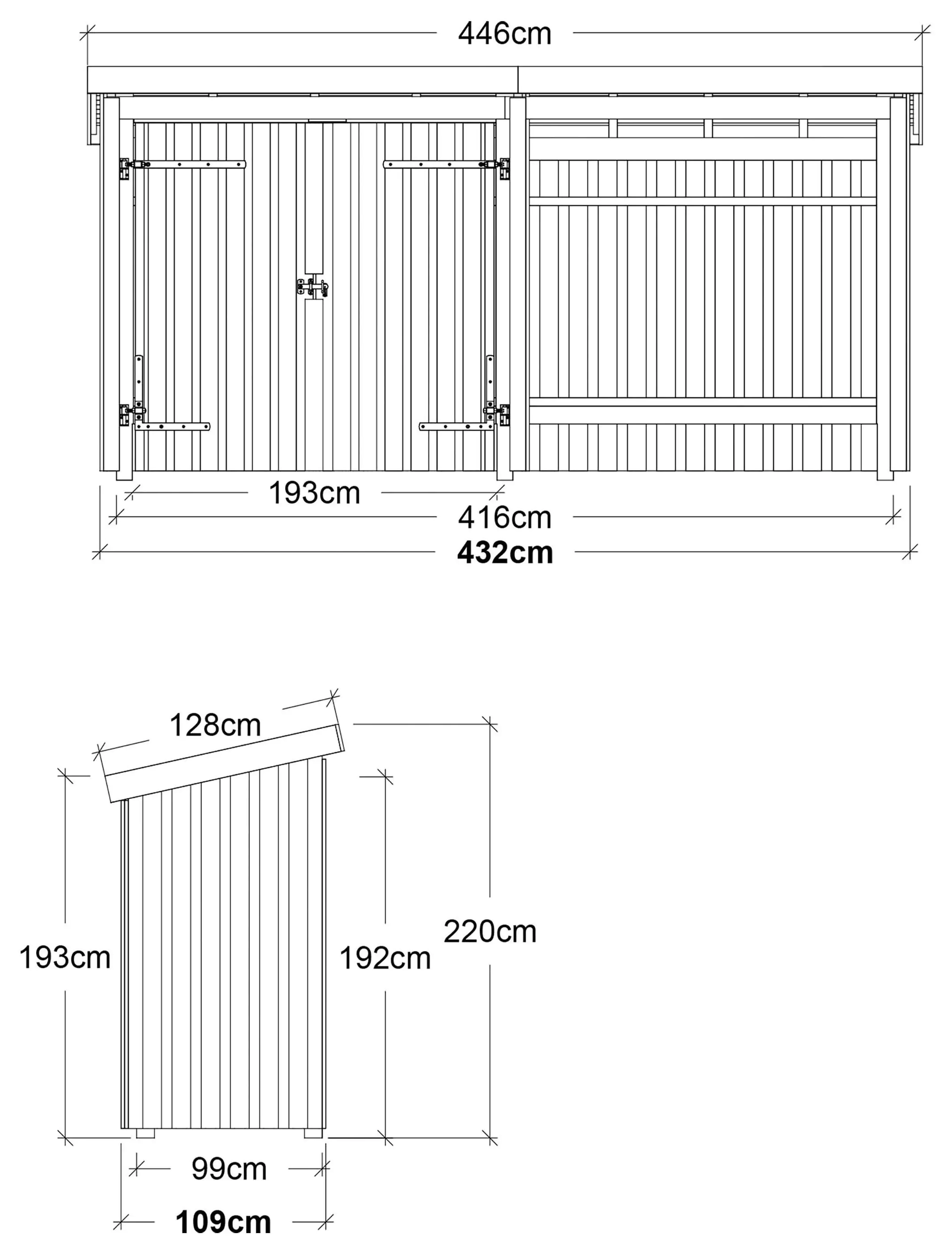 Plus Gartenhaus Nordic Multi 416 x 99 cm natur mit Doppeltür Plus Gartenhaus Nordic Multi 416 x 99 cm natur mit Doppeltür