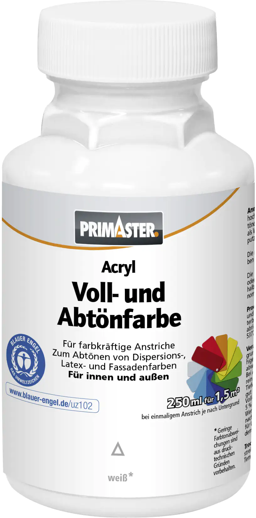 Primaster Voll- und Abtönfarbe 250 ml weiß matt