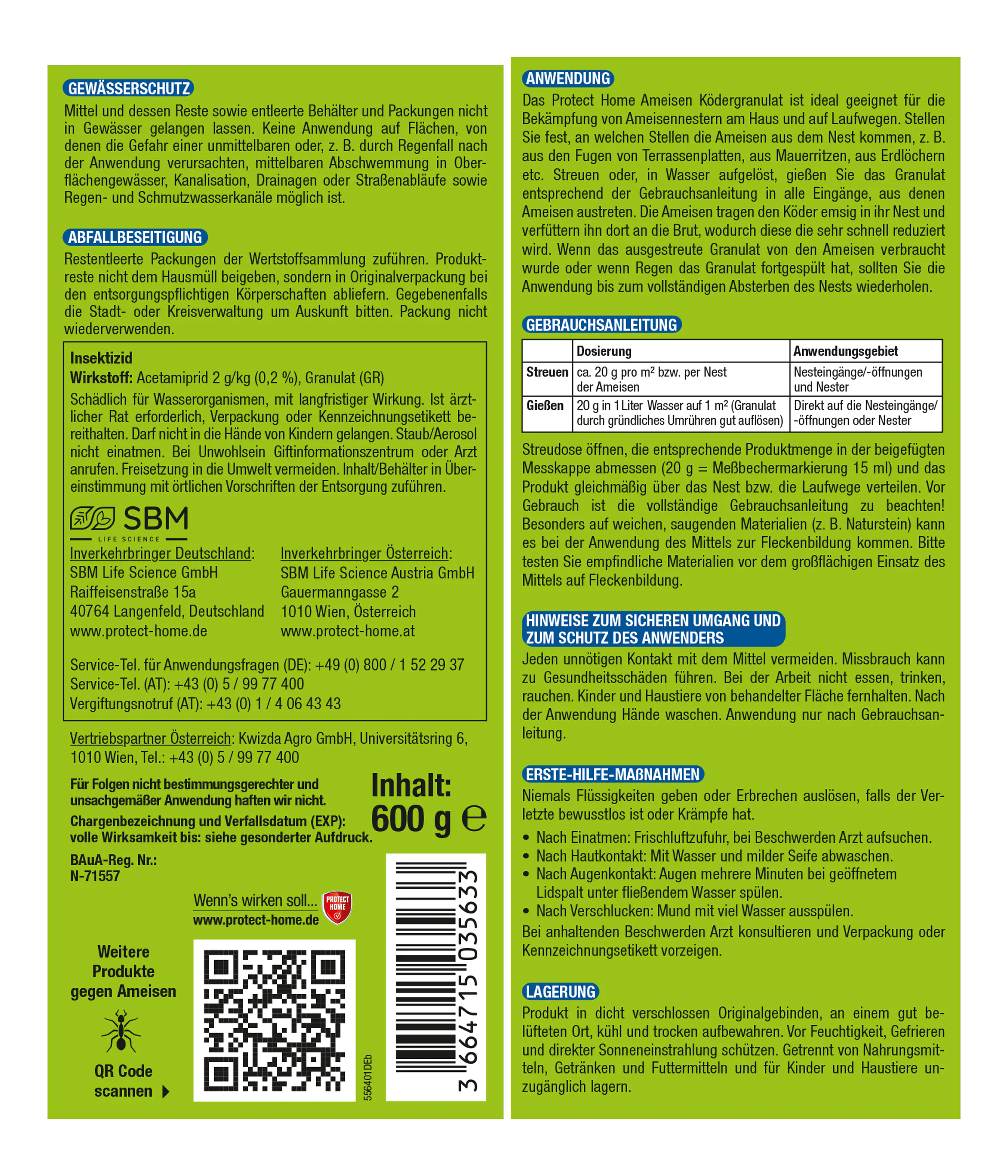 Protect Home FormineX Ameisen Ködergranulat 600 g