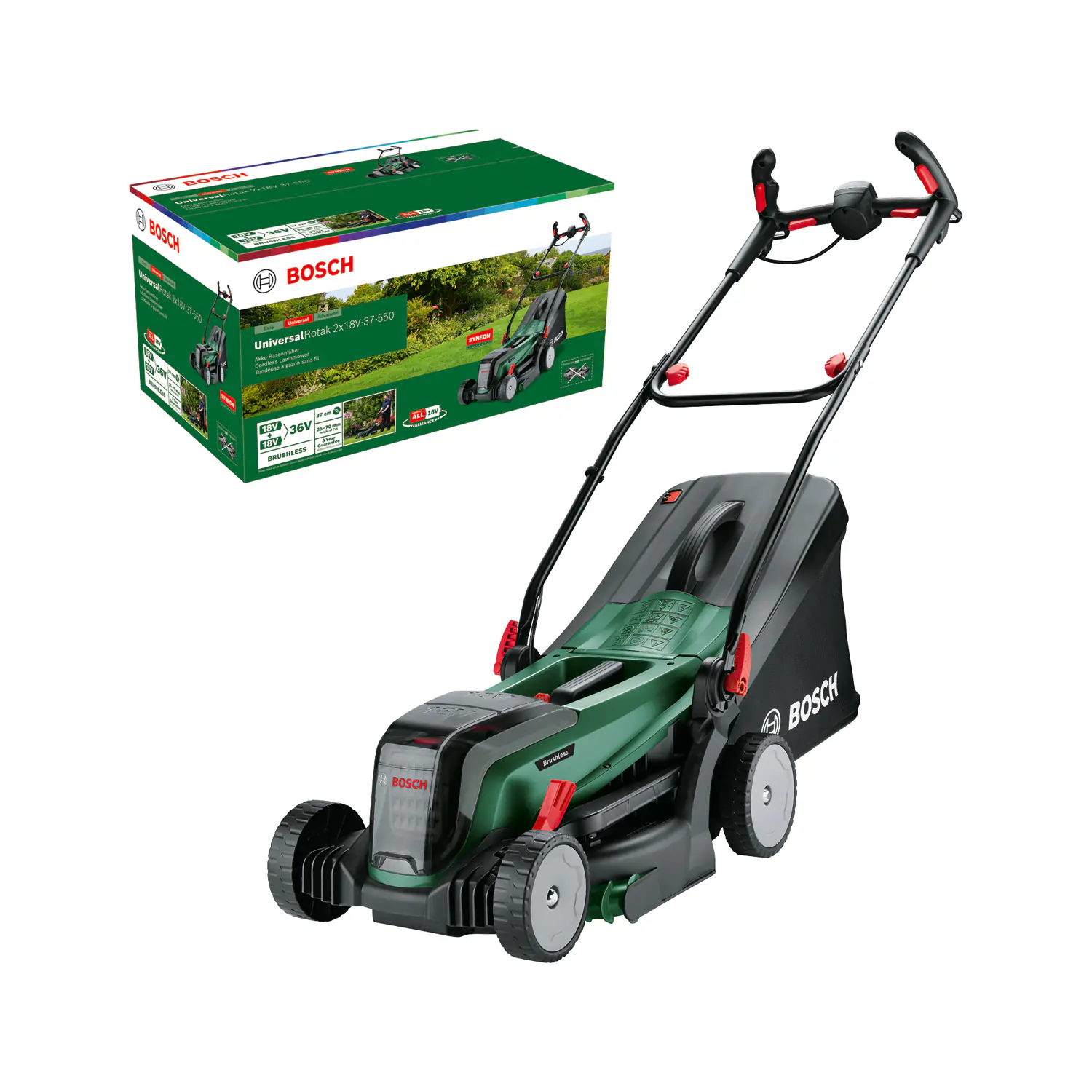 Bosch Akku-Rasenmäher UniversalRotak 2 x 18 V 37 cm Schnittbreite Solo