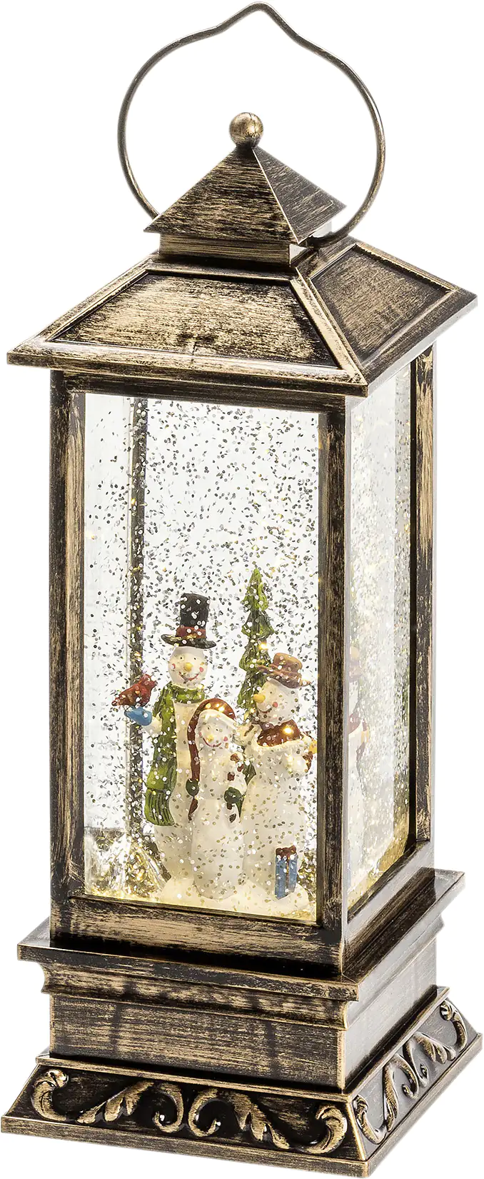 7318302889005_1909036 Konstsmide LED Schneelaterne mit Schneemännern 10,5 x 10,5 x 27 cm