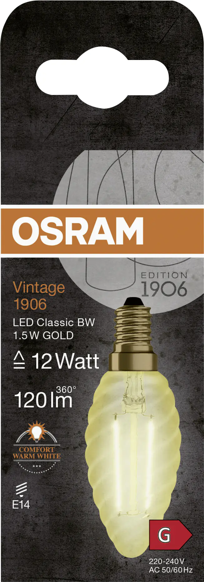 Osram LED Kerzenlampe geriffelt E14 1,5 W warmweiß amber