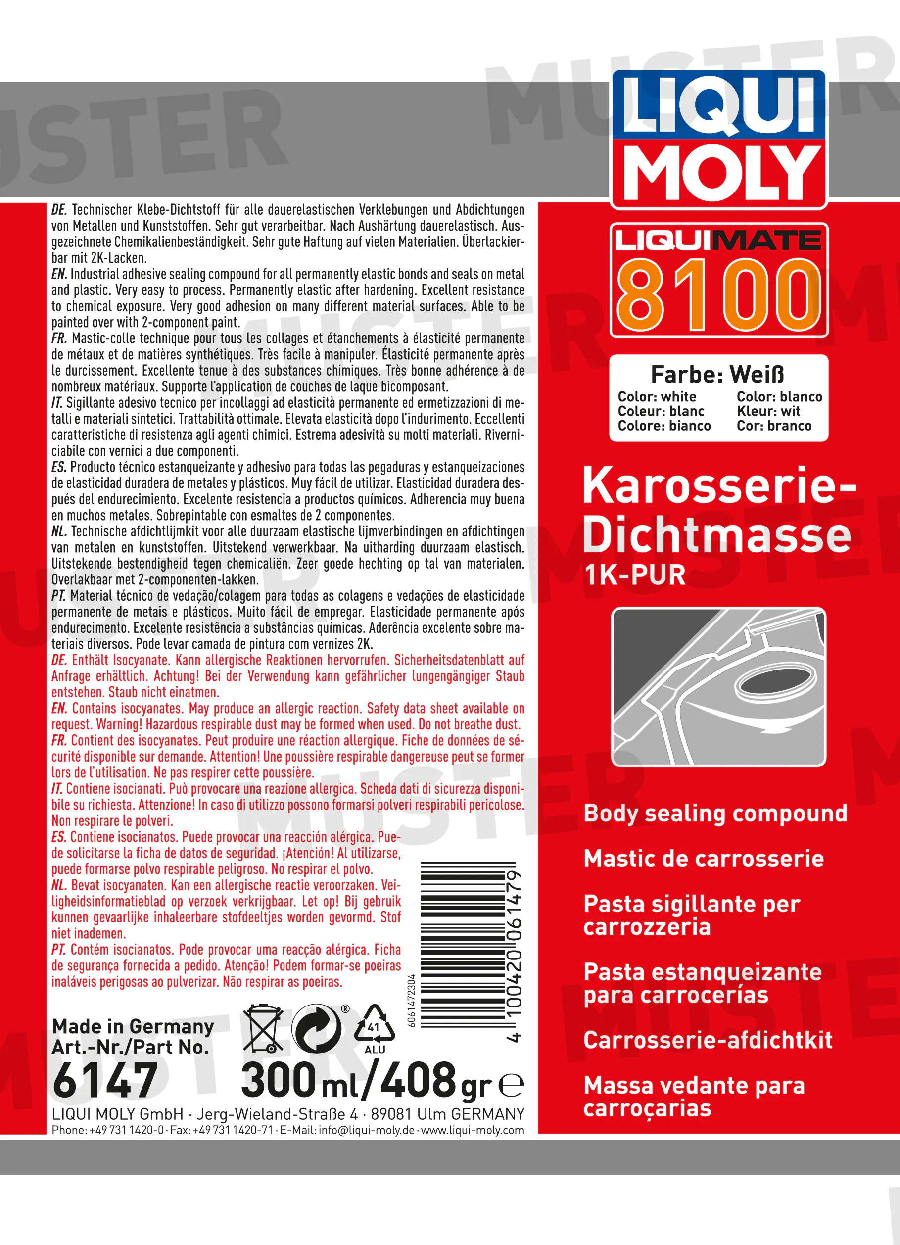 Liqui Moly Liquimate Karosseriedichtstoff 8100 1K-Pur weiß 300 ml