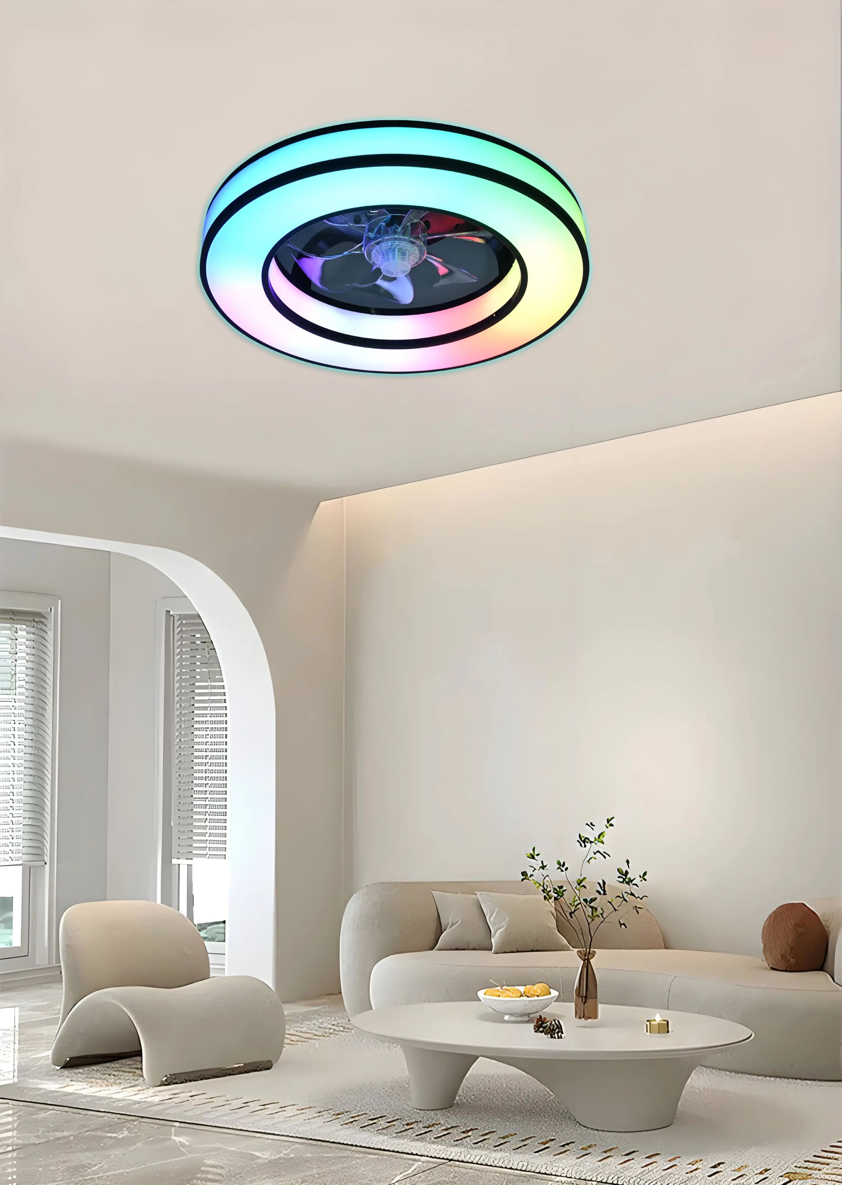 LED Deckenleuchte mit Ventilator Pura Ø 42 cm 42 W schwarz LED Deckenleuchte mit Ventilator Pura Ø 42 cm 42 W schwarz
