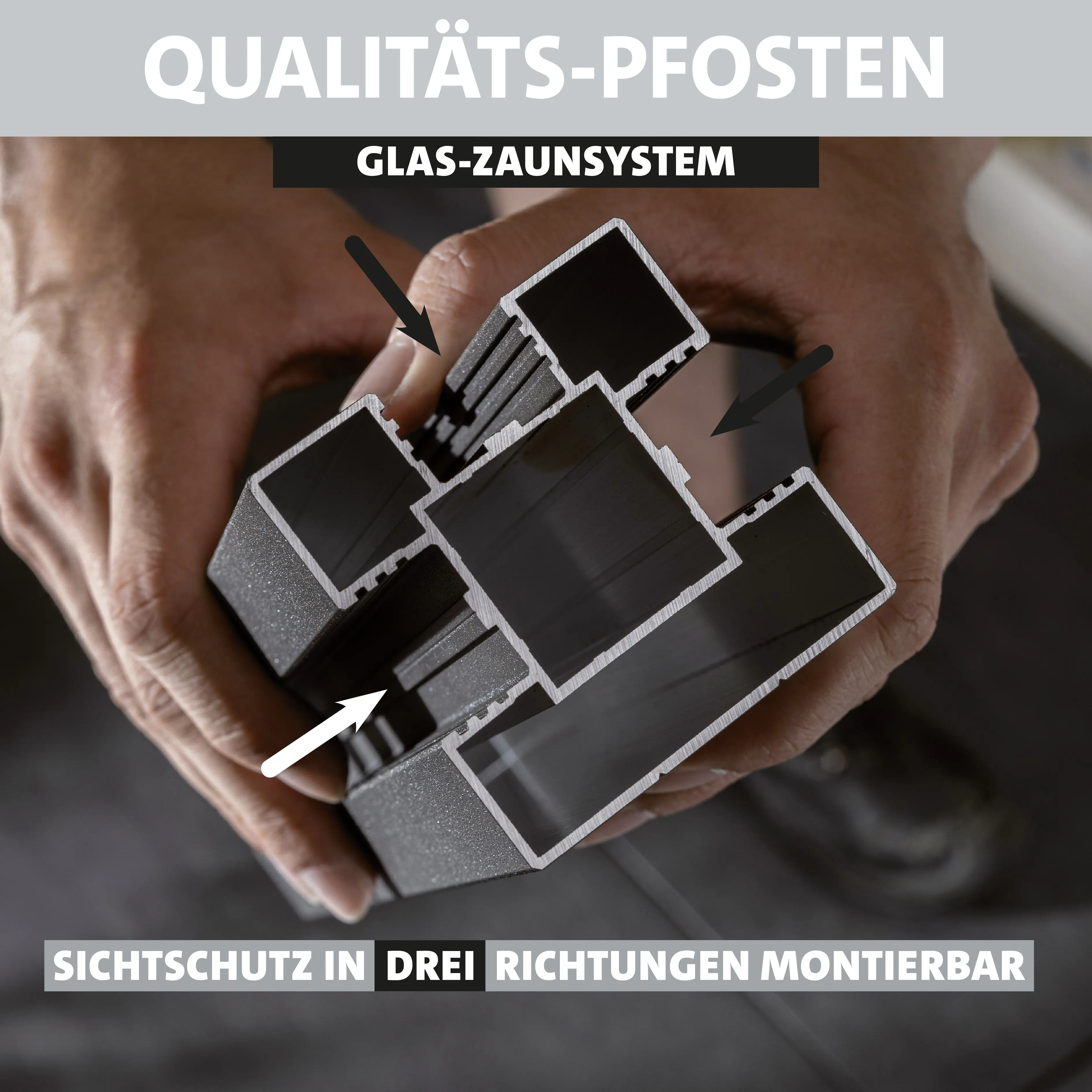 Ambiente Glaszaun Erweiterungsset Klarglas 187 x 107,2 cm grau