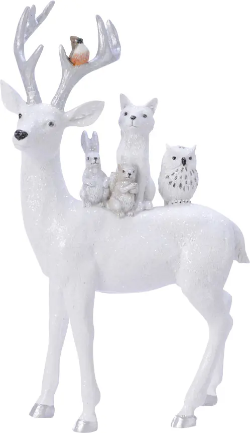 Kaemingk Hirsch Tiere auf Rücken weiß 1,15 x 24 x 40 cm