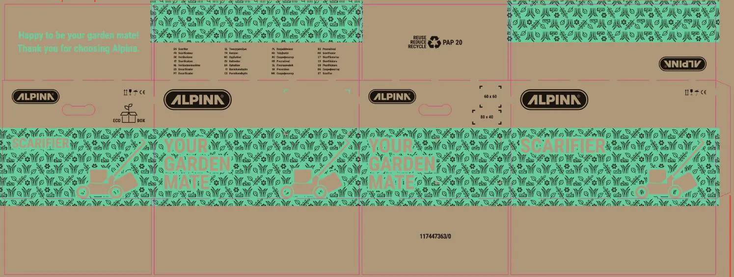 Alpina Elektro Vertikutierer ASC 1.3 E 1.300 Watt, 32 cm Arbeitsbreite
