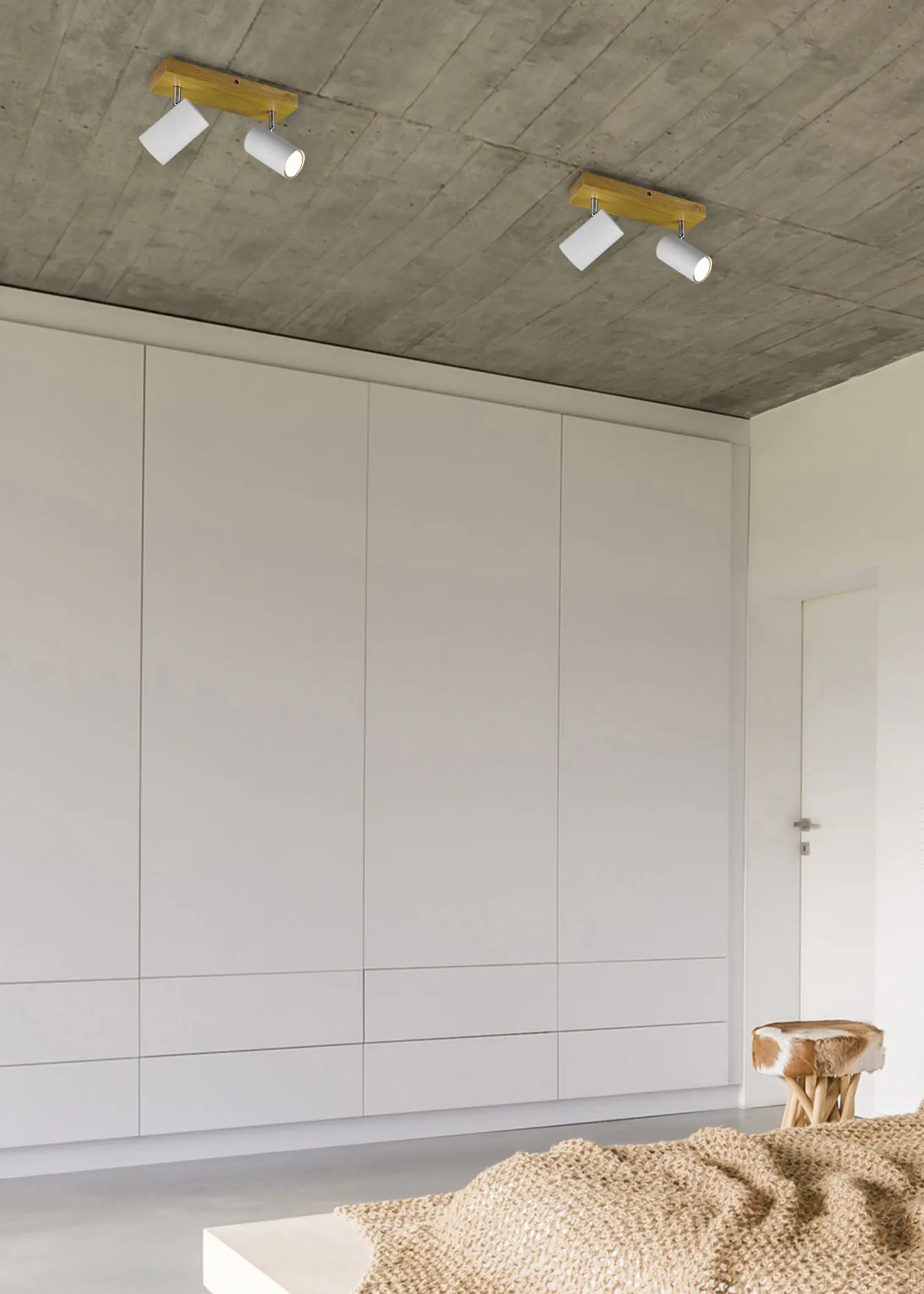 Trio Leuchte 2er Spot Marley weiß/holzfarbig 