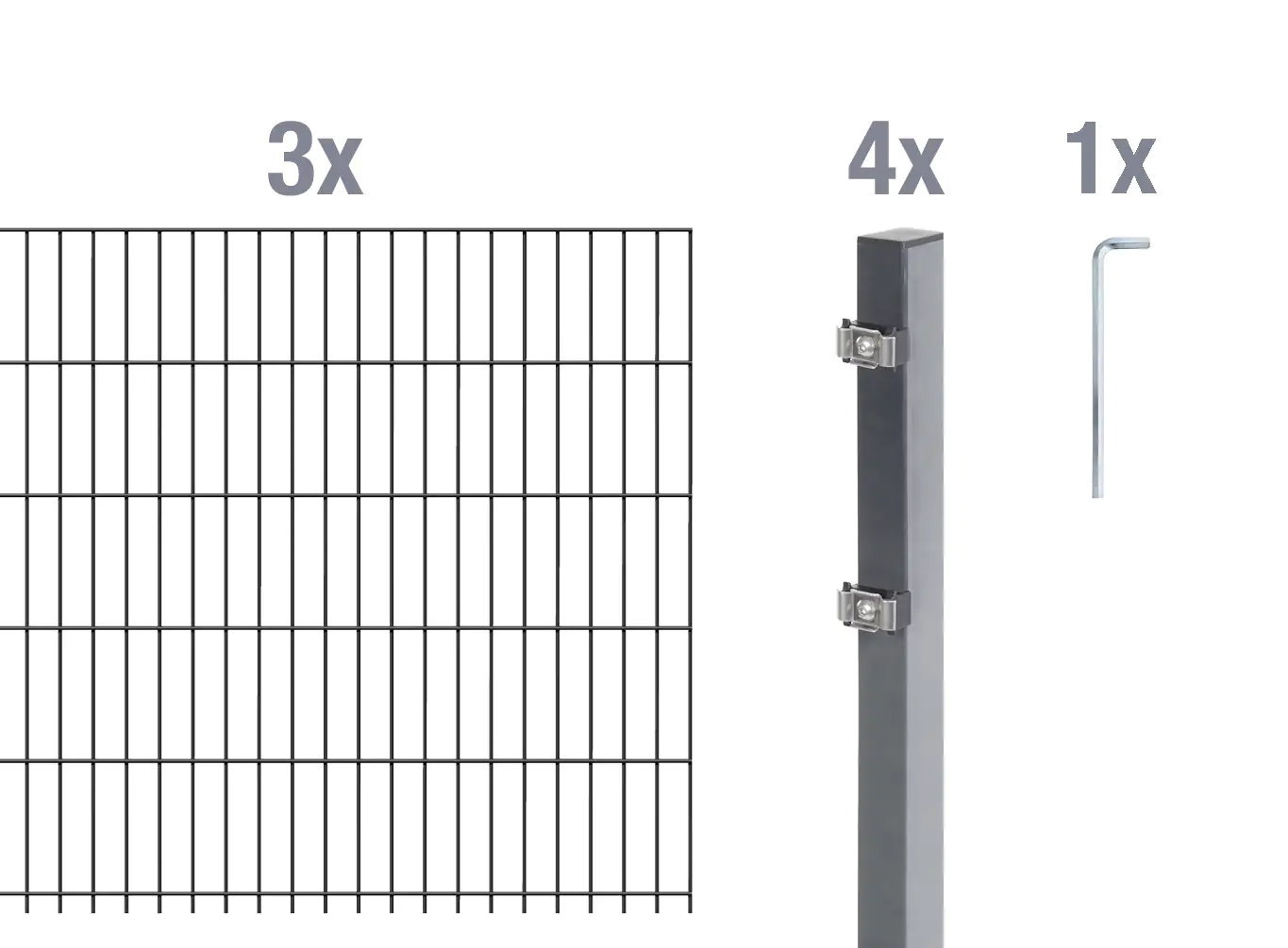 Alberts Doppelstabmatten-Grundset 6 m 200 x 100 cm 6/5/6 anthrazit