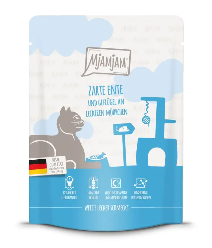 MjAMjAM Adult Ente und Geflügel an Möhrchen Katzenfutter 300g