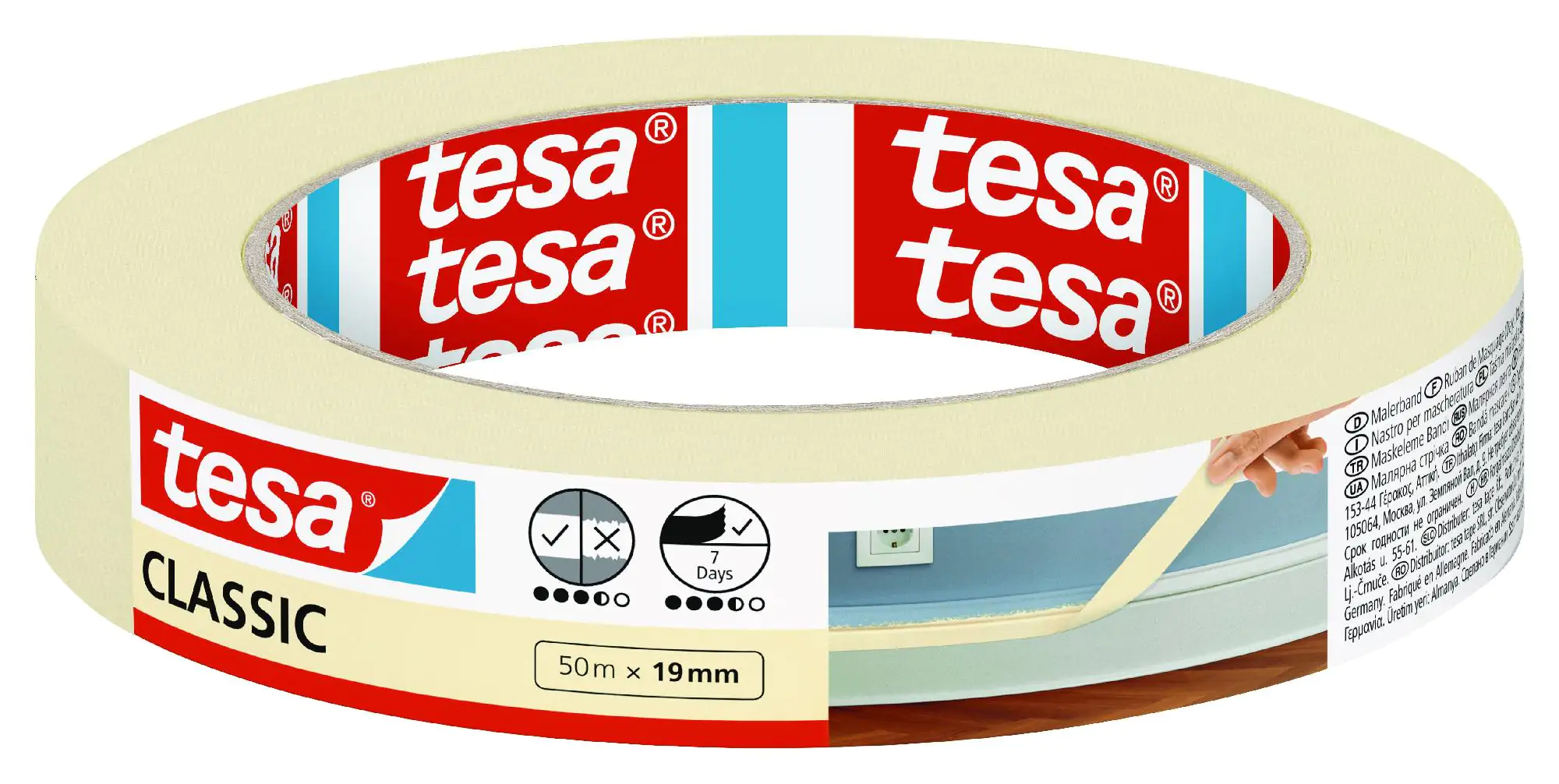 tesa Malerband Classic 50 m x 19 mm, weiß