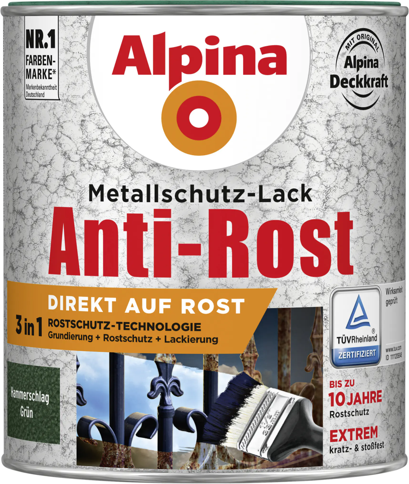 Alpina Metallschutz-Lack Hammerschlag 750 ml grün
