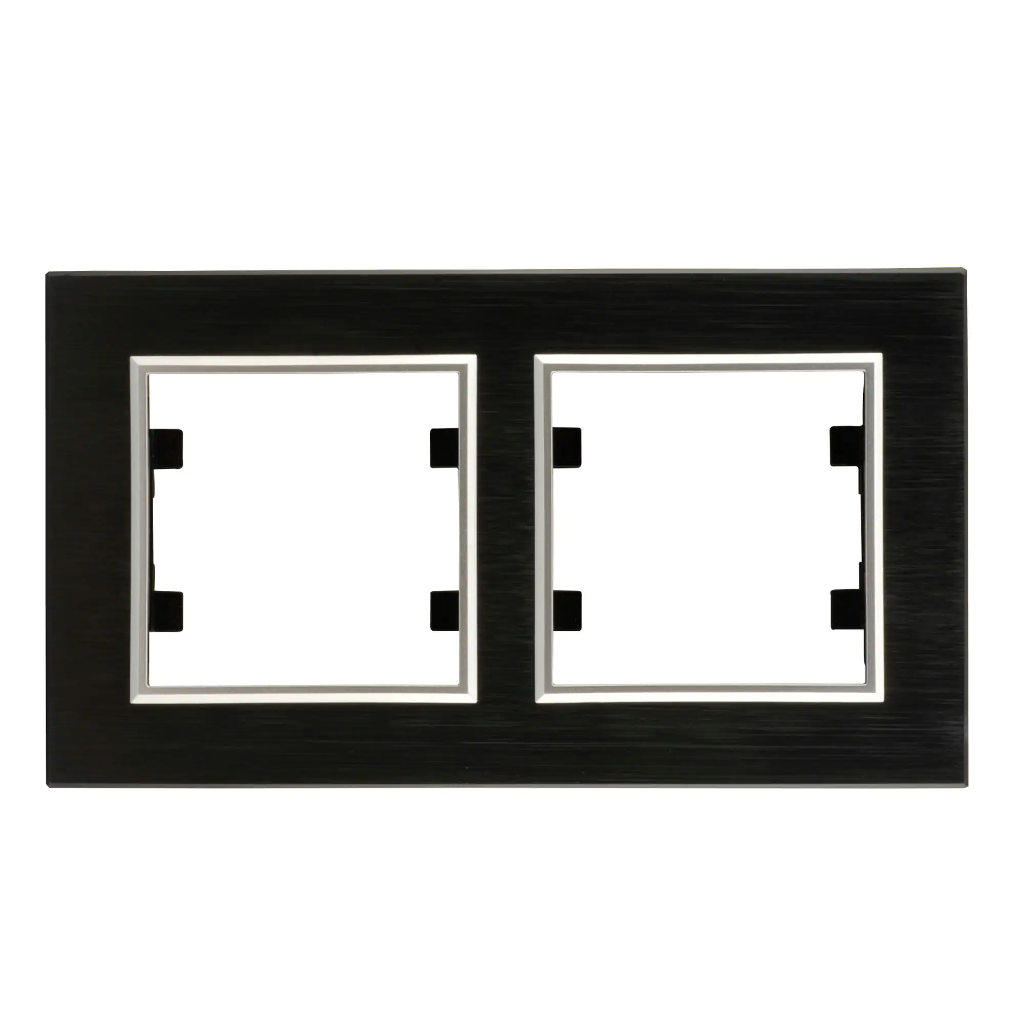Unitec Abdeckrahmen 2-fach LUMIA, Metall schwarz silber Unitec Abdeckrahmen 2-fach LUMIA, Metall schwarz silber