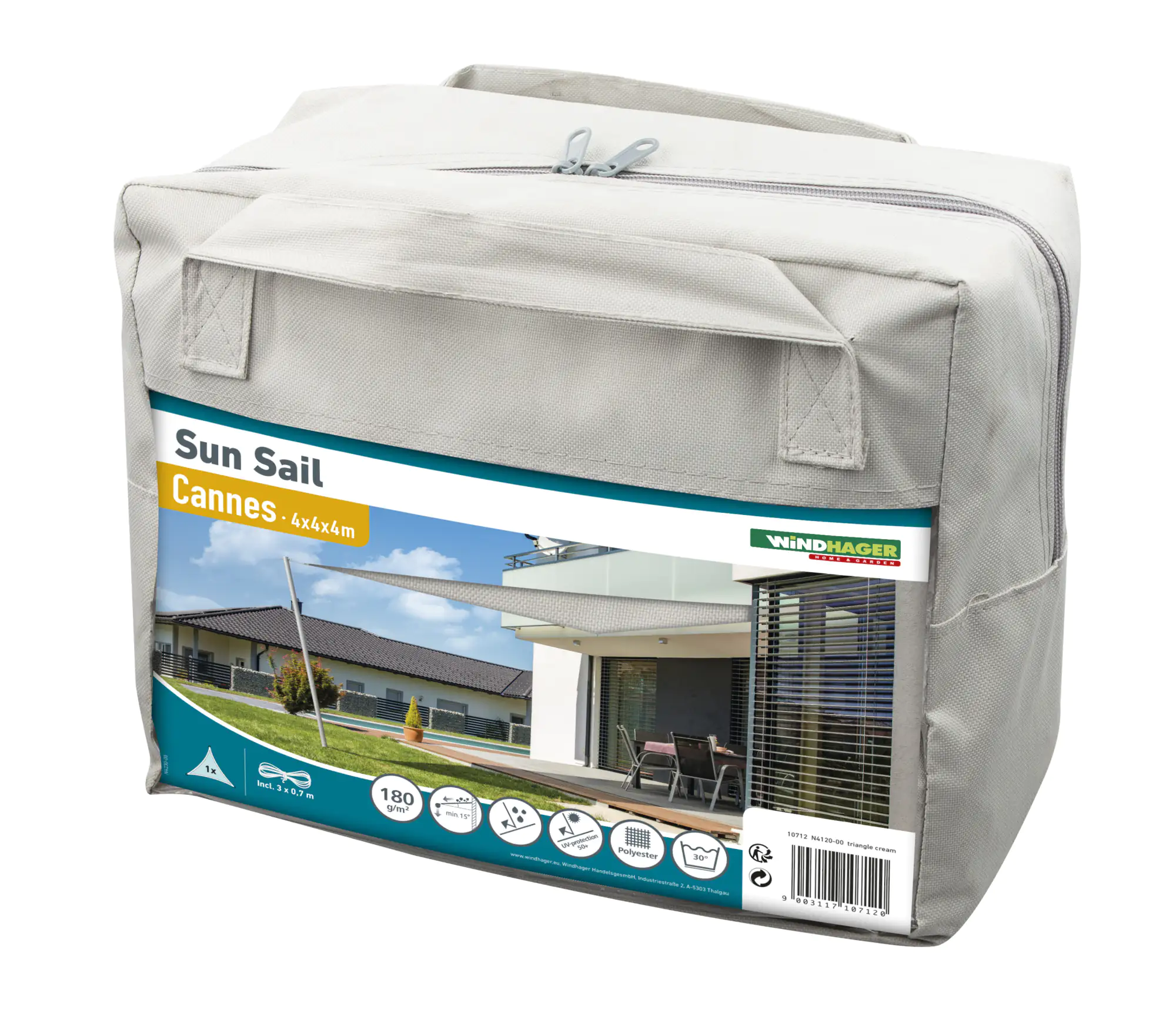 9003117107120_1 Windhager Sonnensegel Cannes cream 4 x 4 x 4 m
