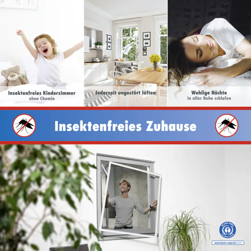 TrendLine Fliegenschutz-Fenster 100 x 120 cm weiß/anthrazit kürzbar