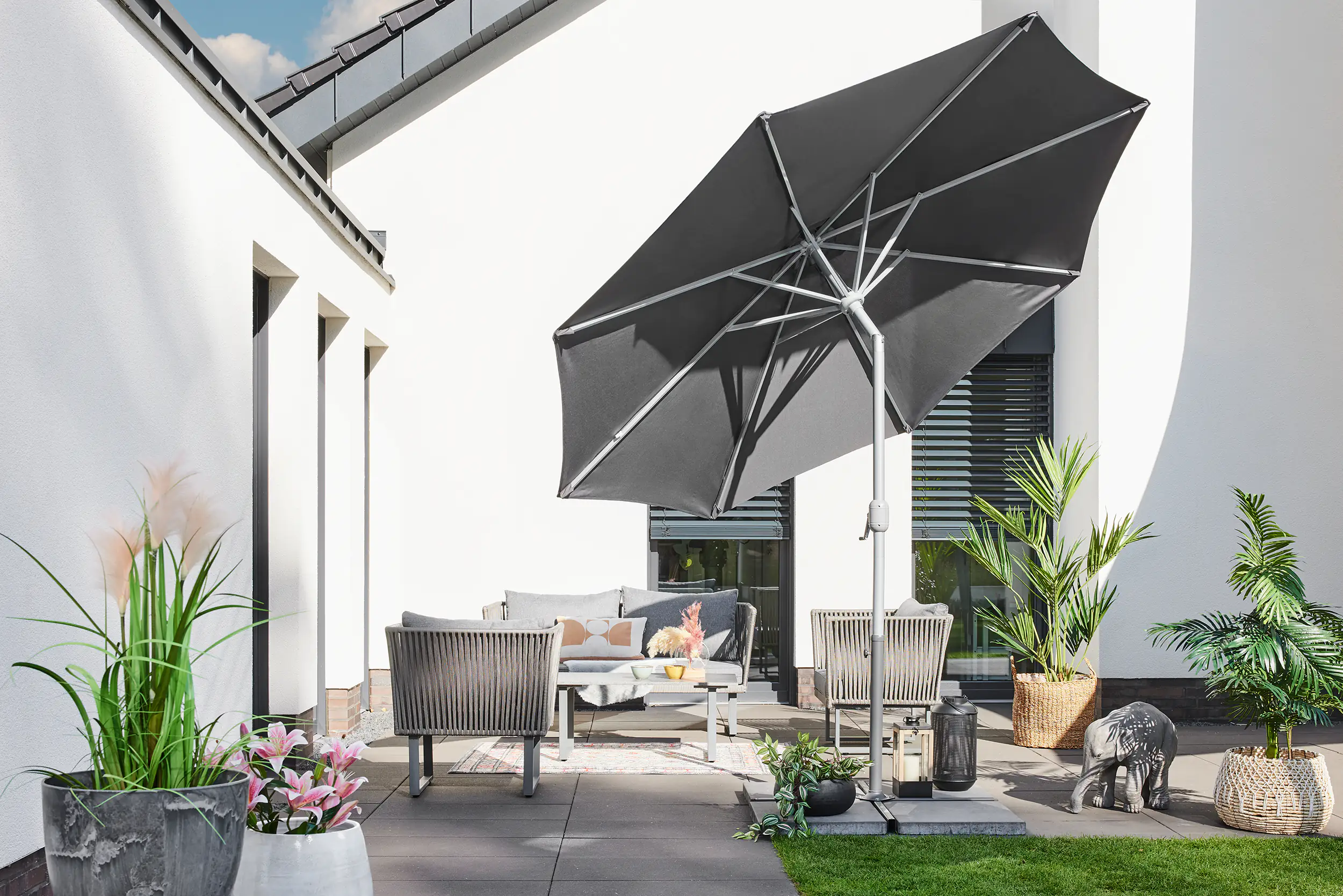 Primaster Sonnenschirm Kreta anthrazit, Ø 300 cm Primaster Sonnenschirm Kreta anthrazit, Ø 300 cm