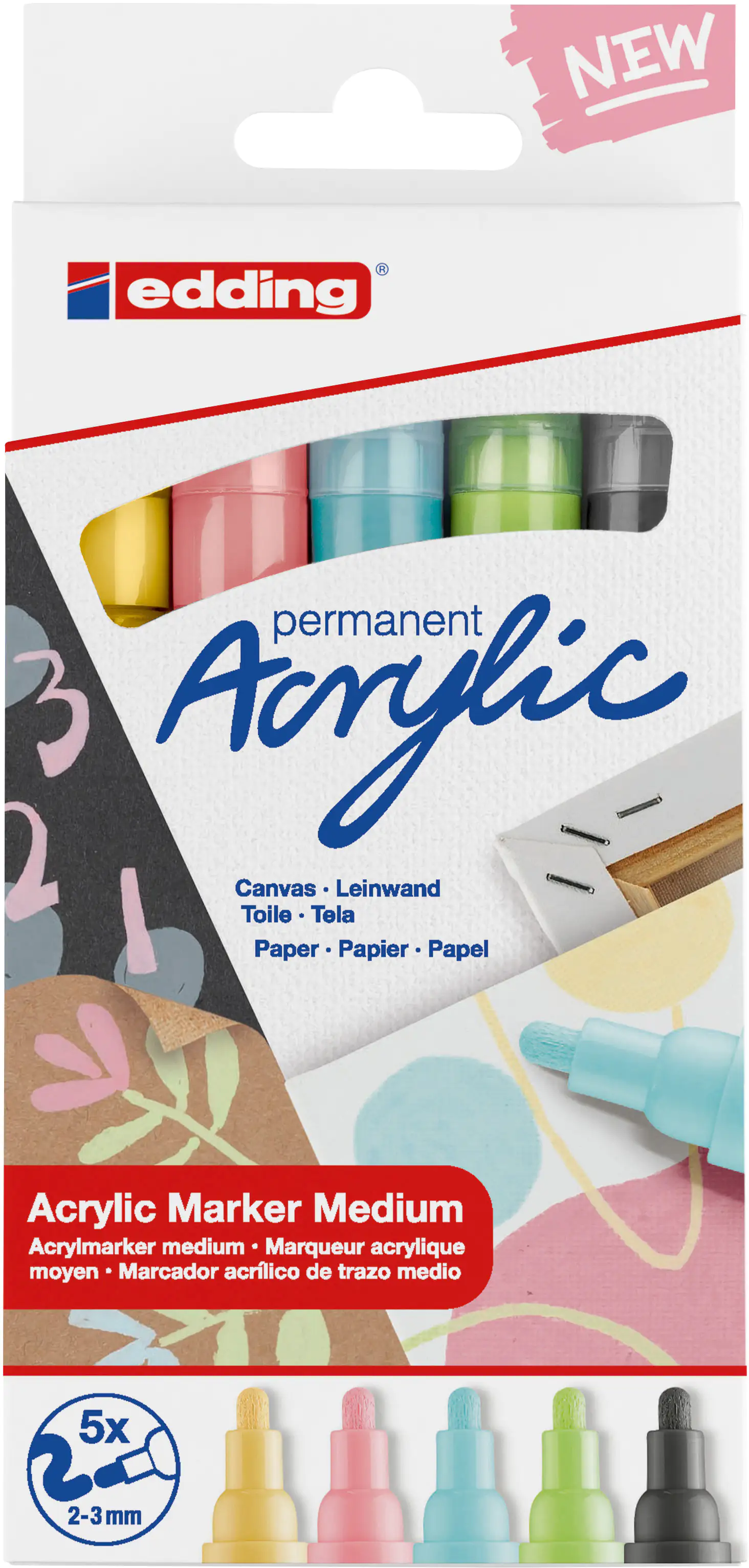 edding 5100 Acrylmarker medium 5er Set pastell 2-3 mm