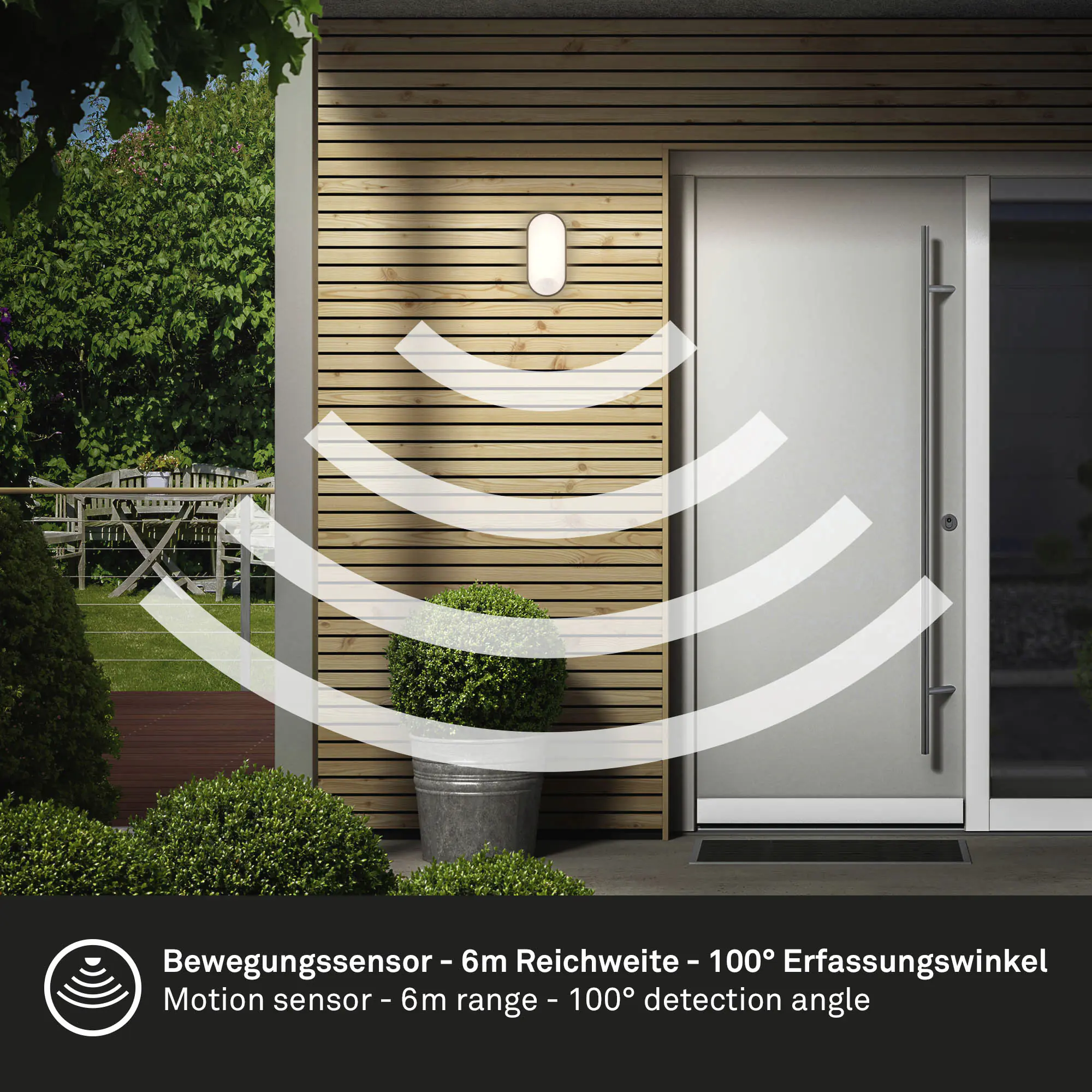 Briloner LED-Wandleuchte Ruch mit Bewegungsmelder 22 x 10,5 cm warmweiß schwarz