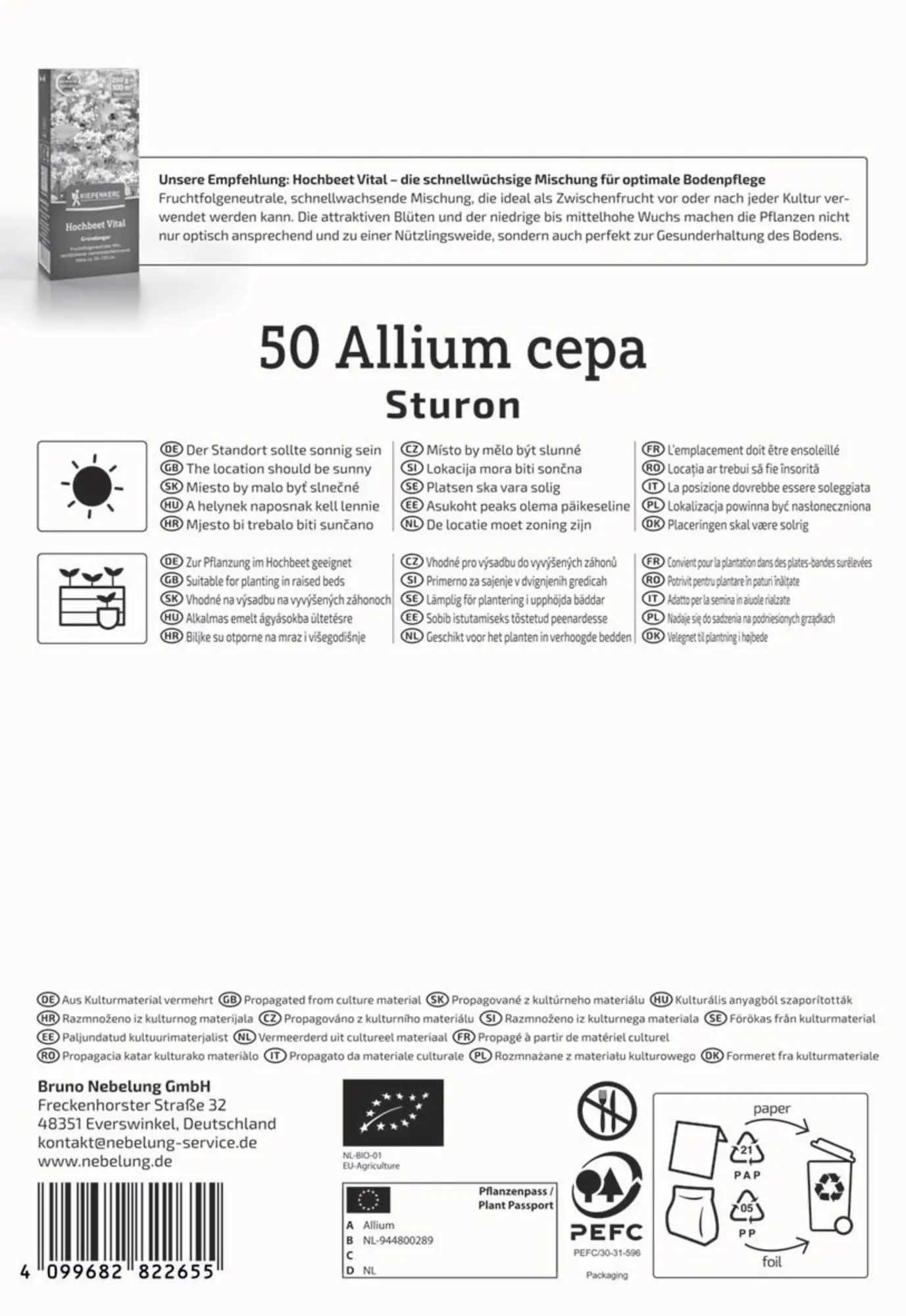 Kiepenkerl Bio Steckzwiebel Sturon Gr. 12/21, 50 Stück