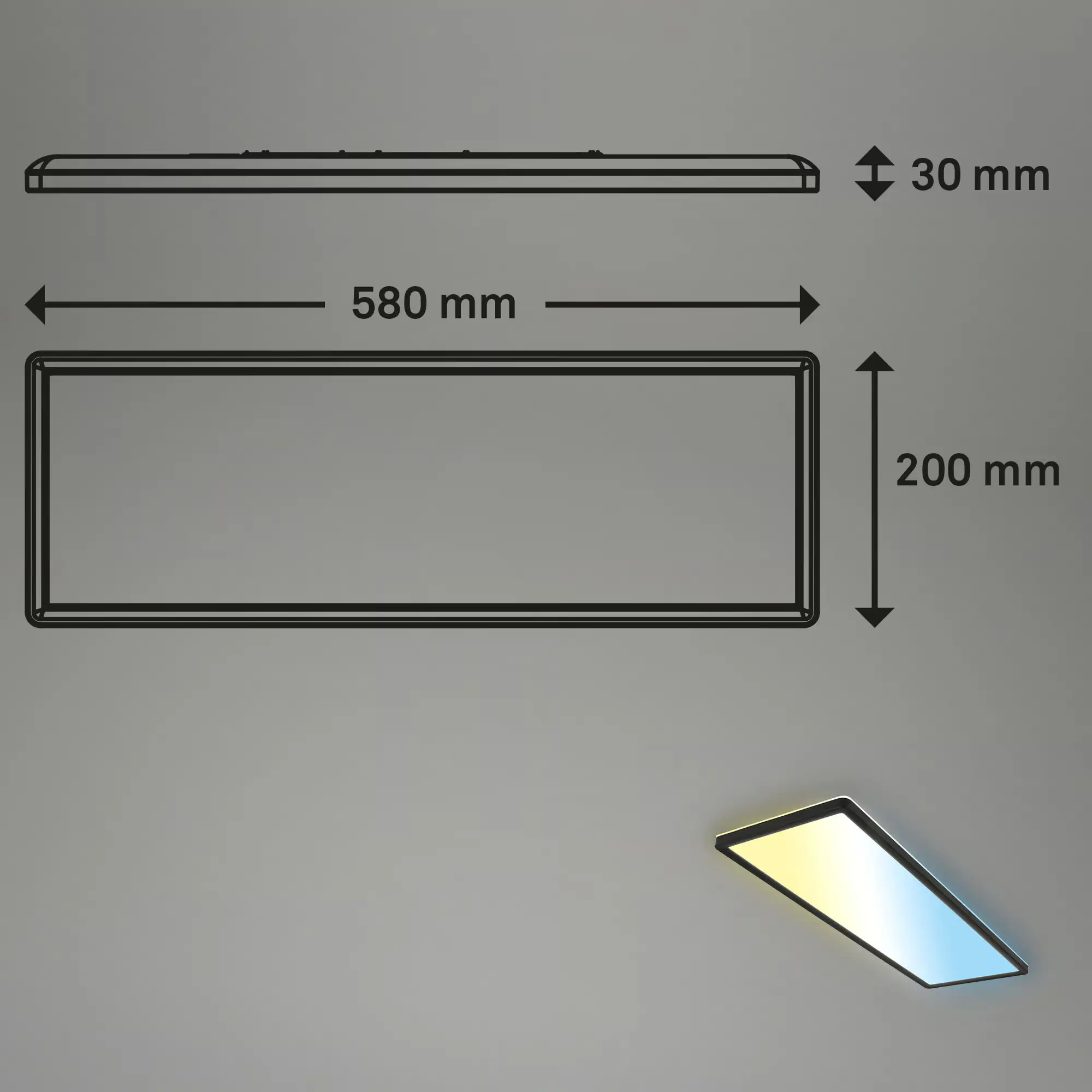 Briloner LED Panel Slim 58 cm, schwarz, utraflach CCT