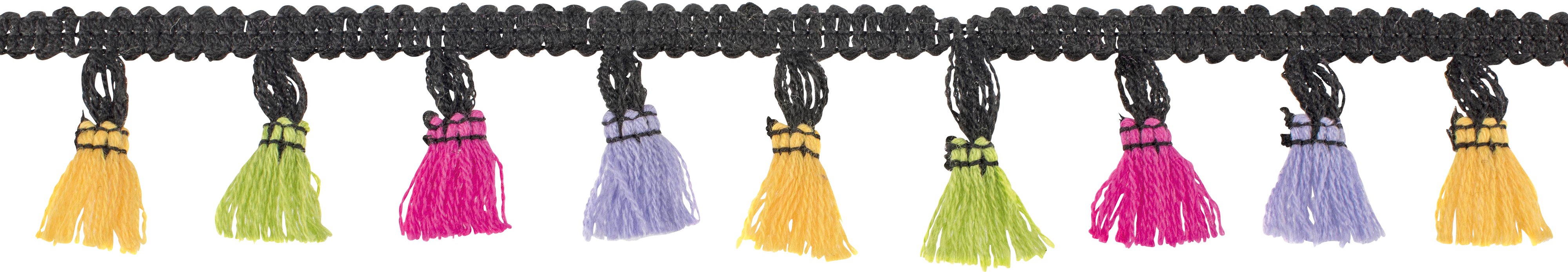Glorex Quasten Girlande bunt 1 m schwarzes Band