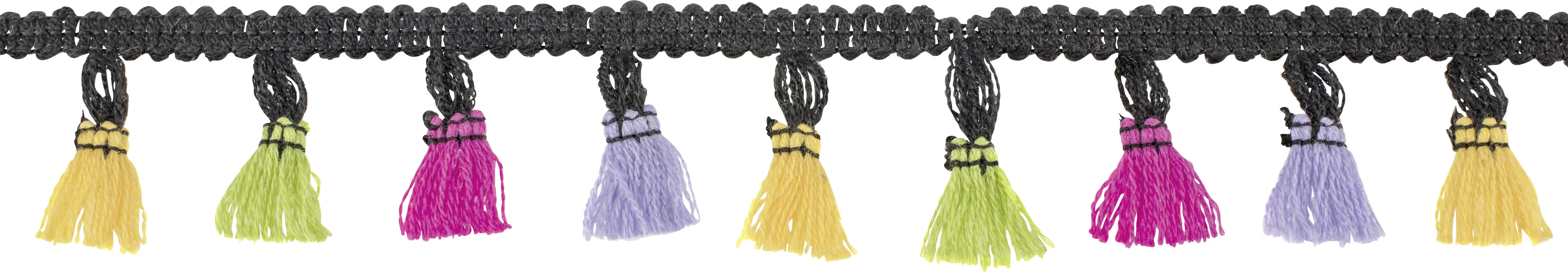 Glorex Quasten Girlande bunt 1 m schwarzes Band