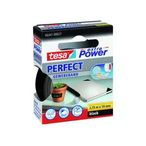 tesa extra Power Gewebeband Perfect 2,75 m x 19 mm, schwarz